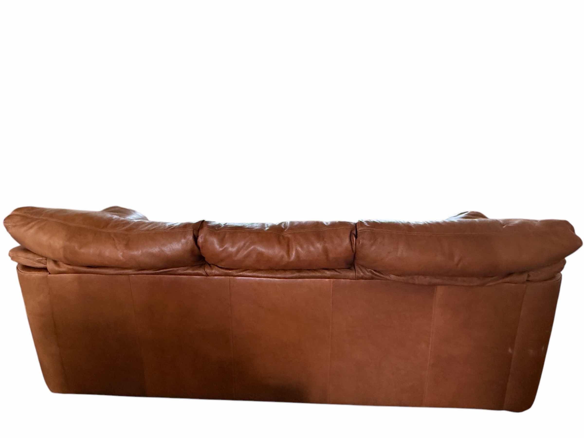 View 5 of 7’ TAN ARIZONA SADDLE LEATHER SOFA FROM THE LEATHER GUILD