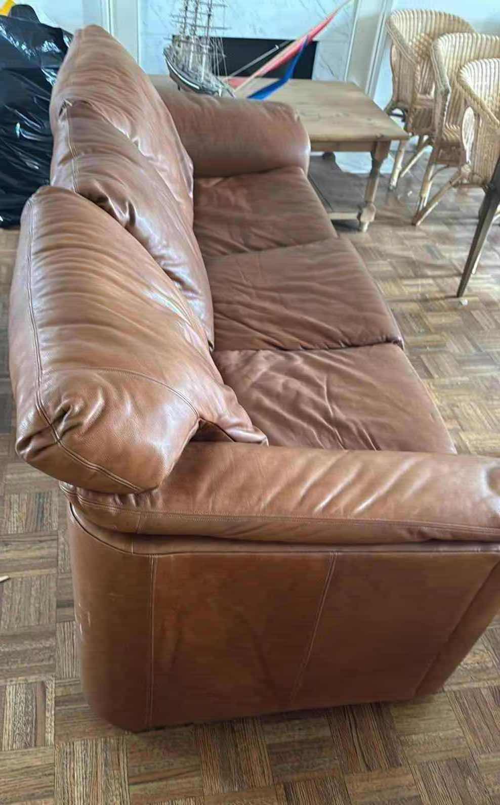 View 2 of 7’ TAN ARIZONA SADDLE LEATHER SOFA FROM THE LEATHER GUILD