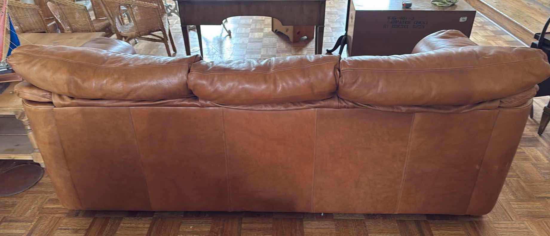View 7 of 7’ TAN ARIZONA SADDLE LEATHER SOFA FROM THE LEATHER GUILD