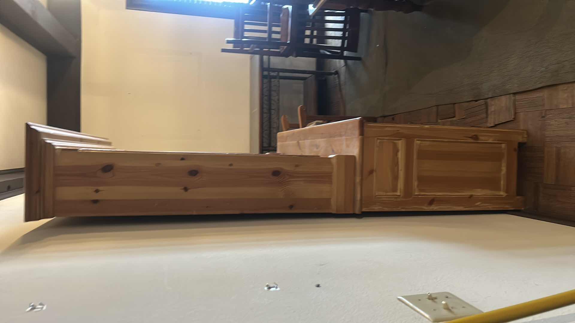 Photo 1 of ENGLISH PINE STEPBACK CUPBOARD W PLATE RACK, SCALLOPED DETAILS 59” x 21"  H79"