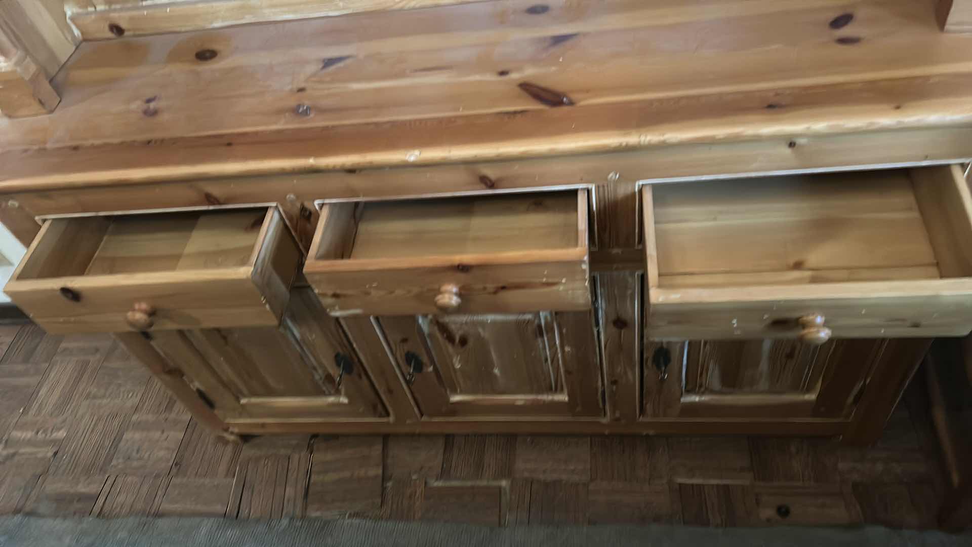 Photo 1 of ENGLISH PINE STEPBACK CUPBOARD W PLATE RACK, SCALLOPED DETAILS 59” x 21"  H79"