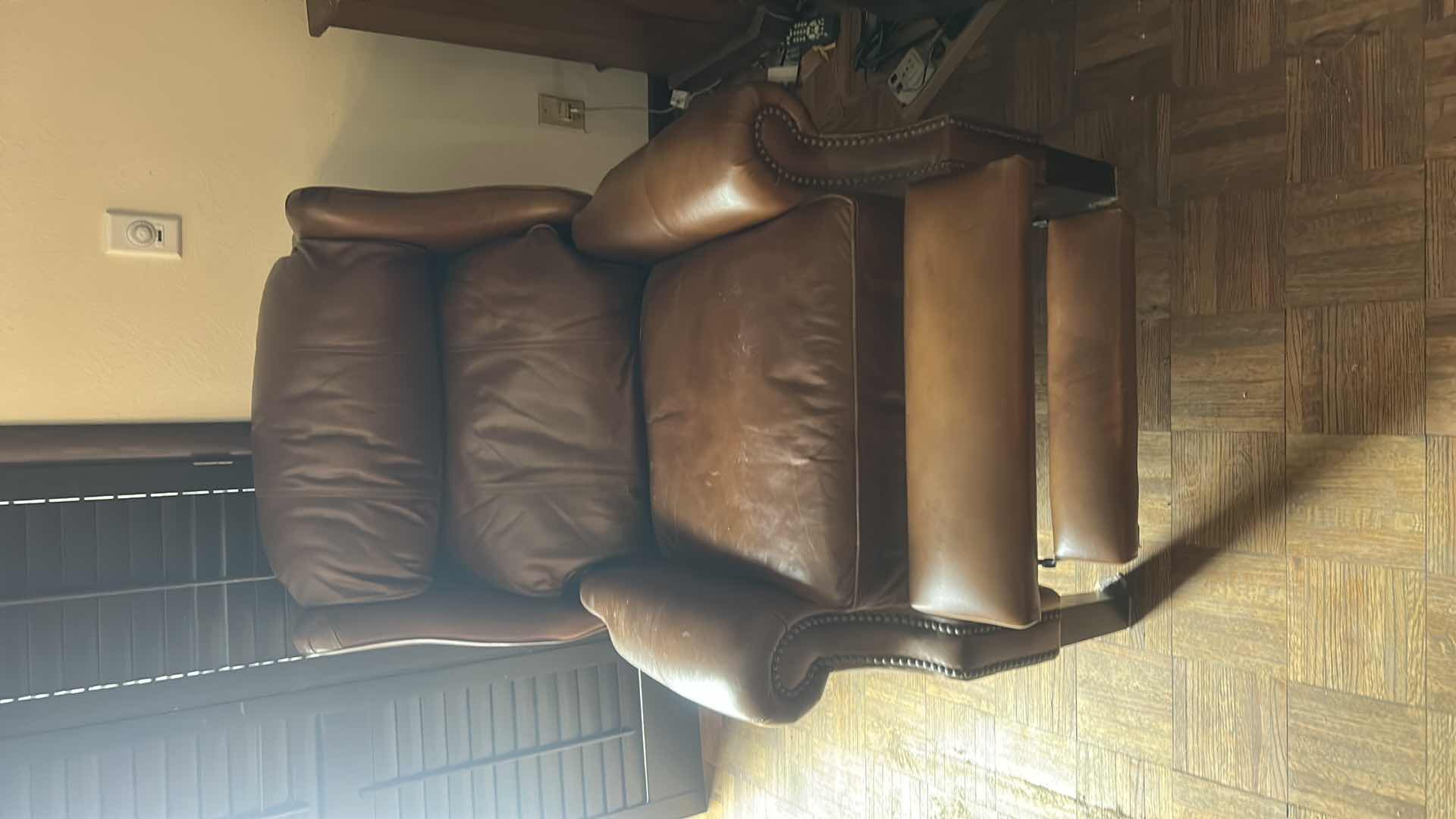 Photo 1 of BERNHARDT BROWN LEATHER RECLINER 33” x 35”  H41”