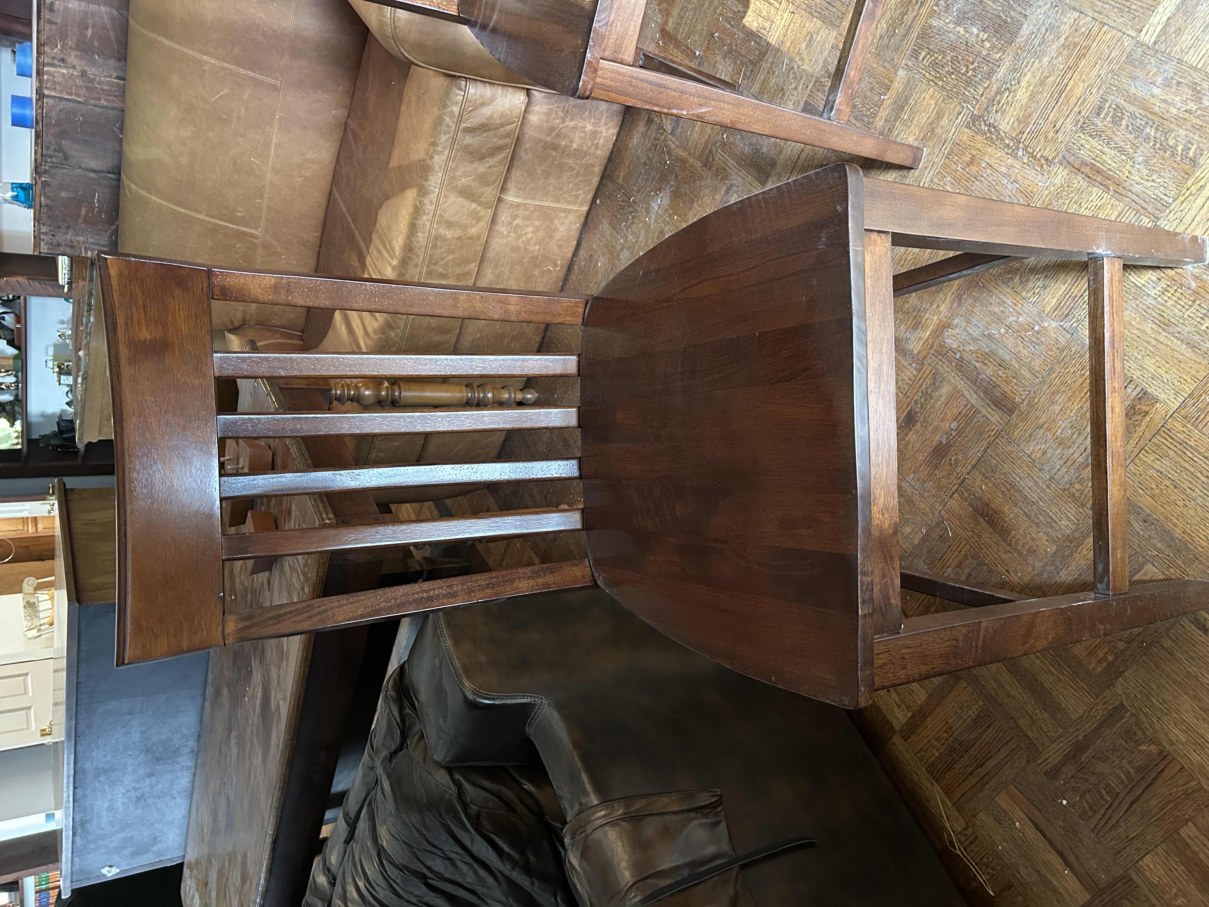 Photo 4 of 2-COUNTER HEIGHT SLAT WOOD BACK BARSTOOLS SEAT H 24.5” 