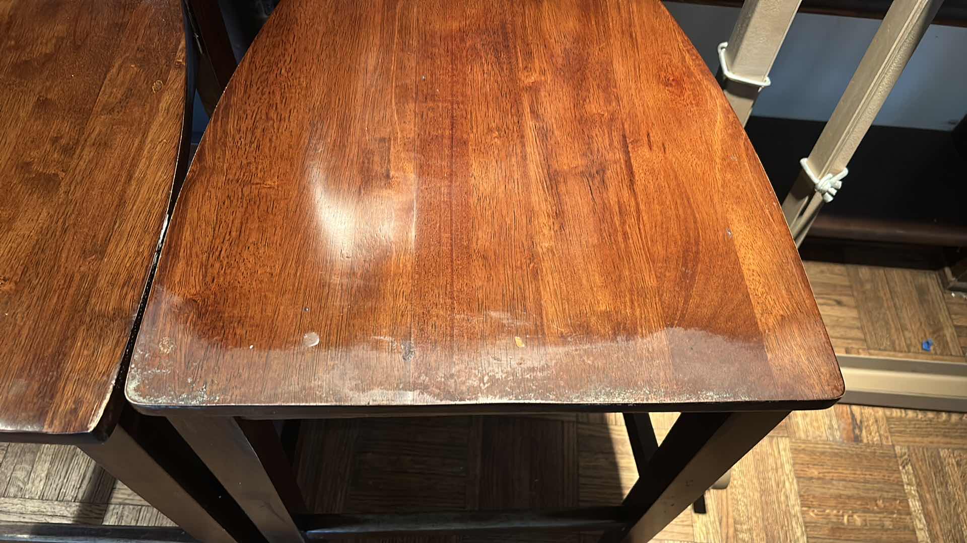 Photo 1 of 2-COUNTER HEIGHT SLAT WOOD BACK BARSTOOLS SEAT H 24.5” 