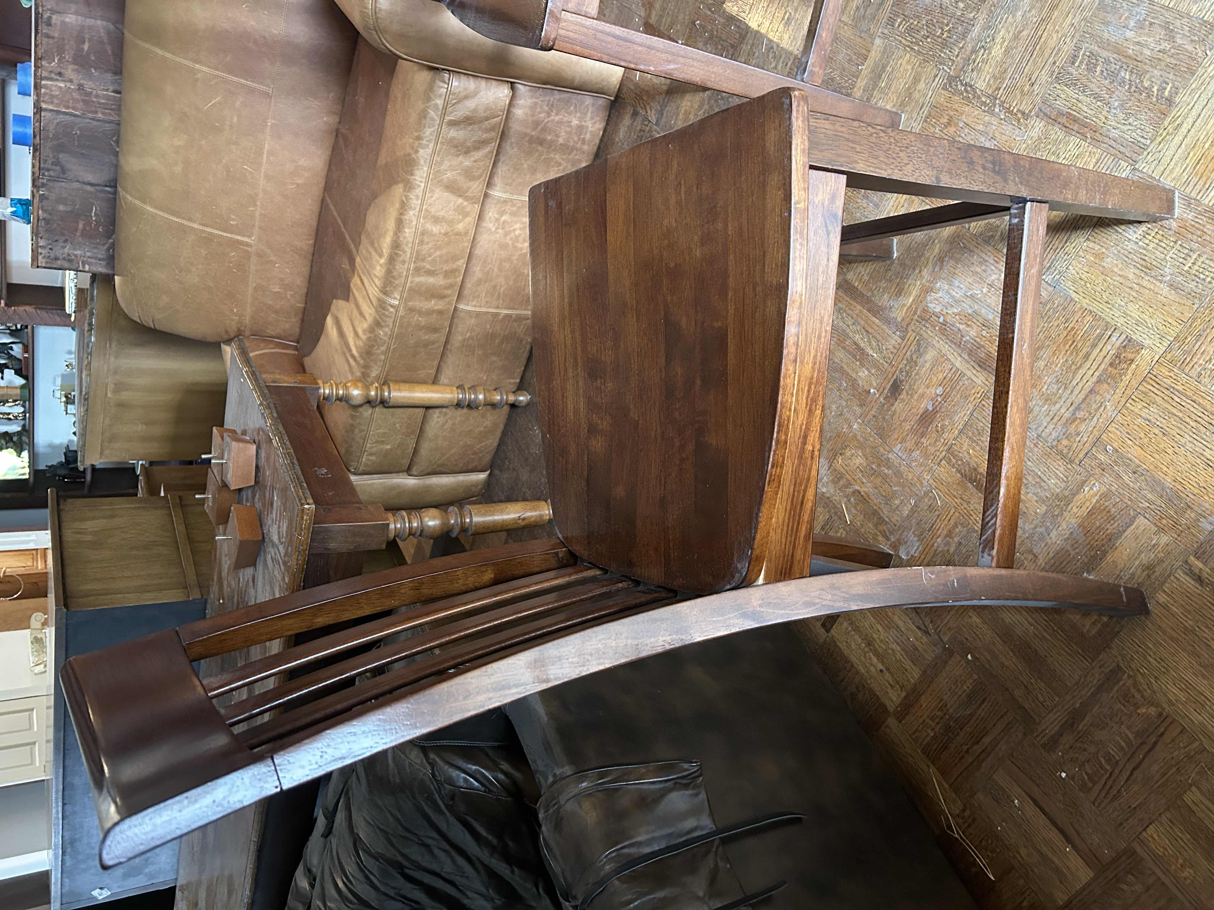 Photo 3 of 2-COUNTER HEIGHT SLAT WOOD BARSTOOLS (SEAT H 24.5”)