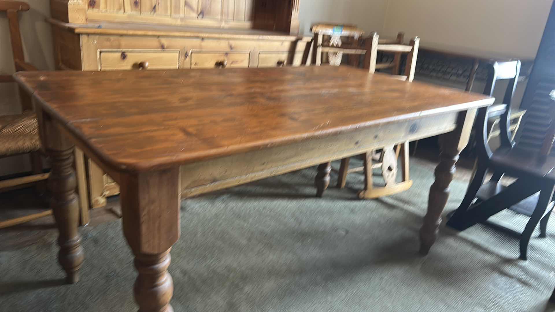 Photo 1 of 5' OLD ENGLISH PINE FARMHOUSE TABLE  H30”