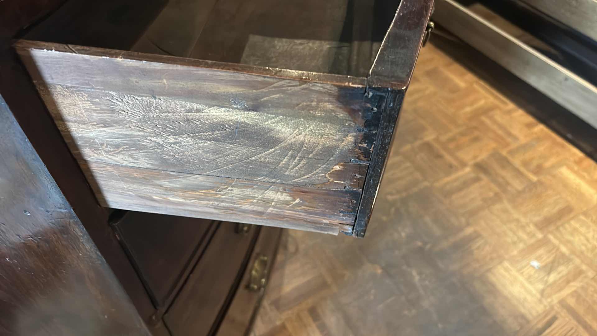 Photo 1 of ENGLISH MAHOGANY BOW FRONT CHEST OF DRAWERS - TONGUE & GROOVE 40” x 20” H42” 