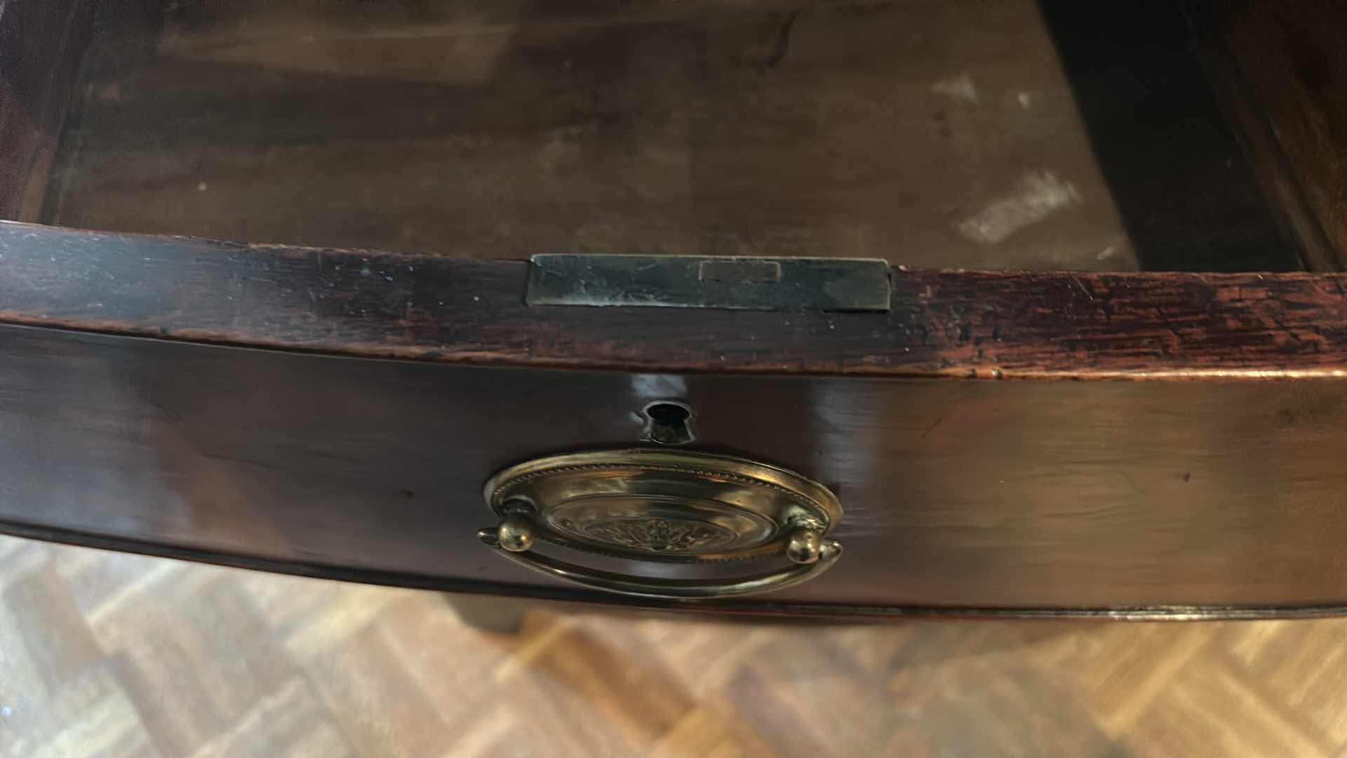 Photo 1 of ENGLISH MAHOGANY BOW FRONT CHEST OF DRAWERS - TONGUE & GROOVE 40” x 20” H42” 