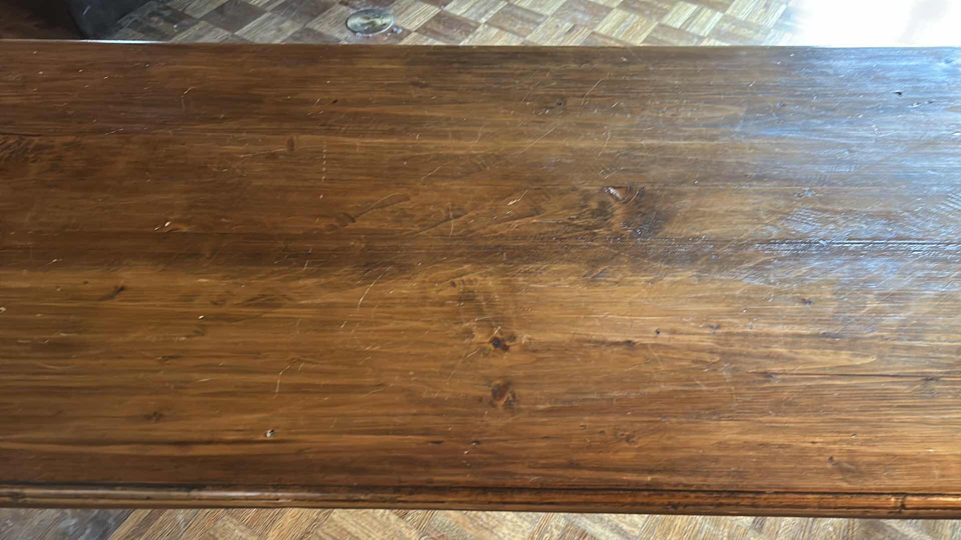 Photo 6 of ANTIQUE FRENCH SOLID WOOD FARMHOUSE DINING TABLE 78" x 26”  H28"