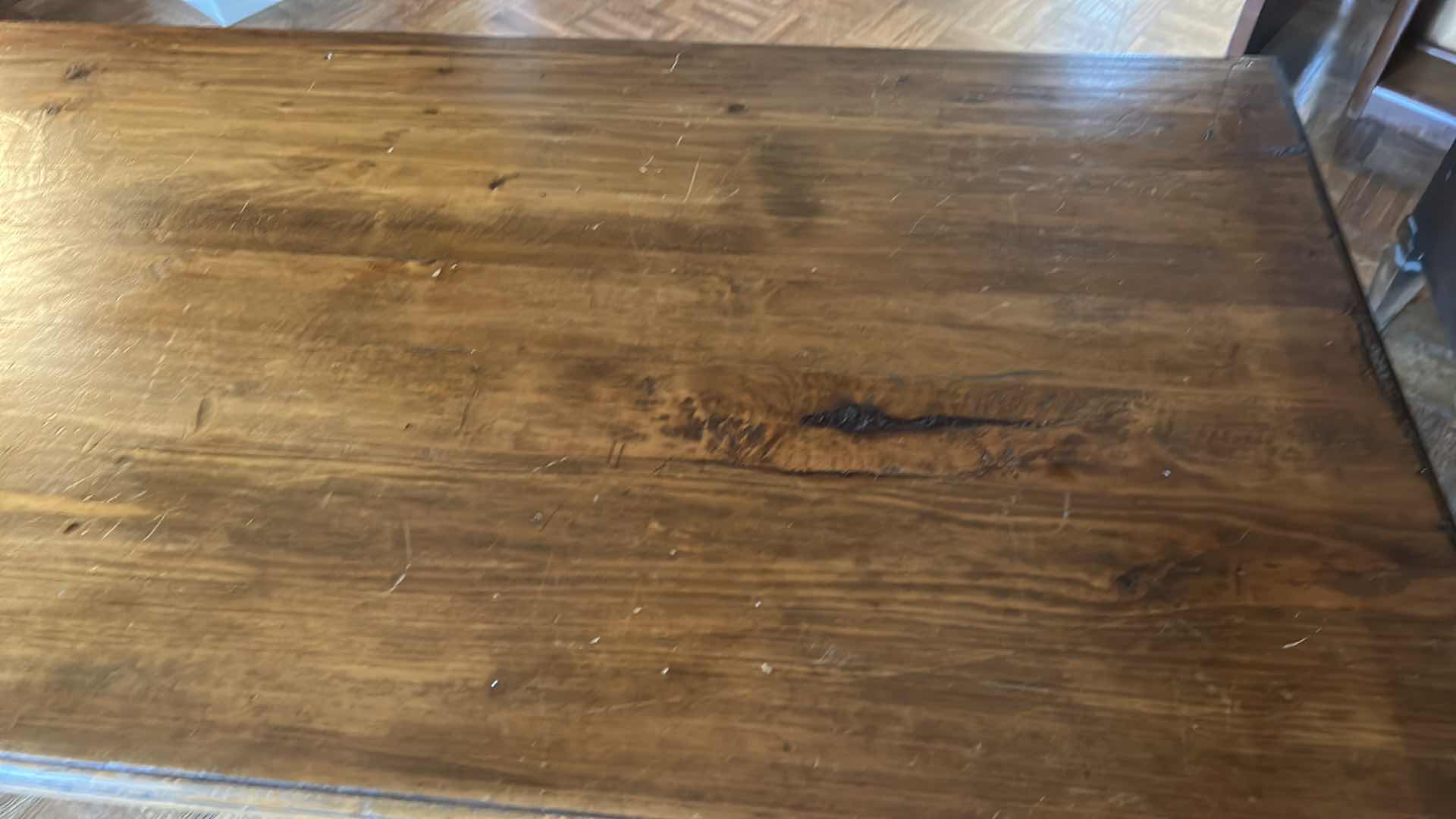 Photo 7 of ANTIQUE FRENCH SOLID WOOD FARMHOUSE DINING TABLE 78" x 26”  H28"