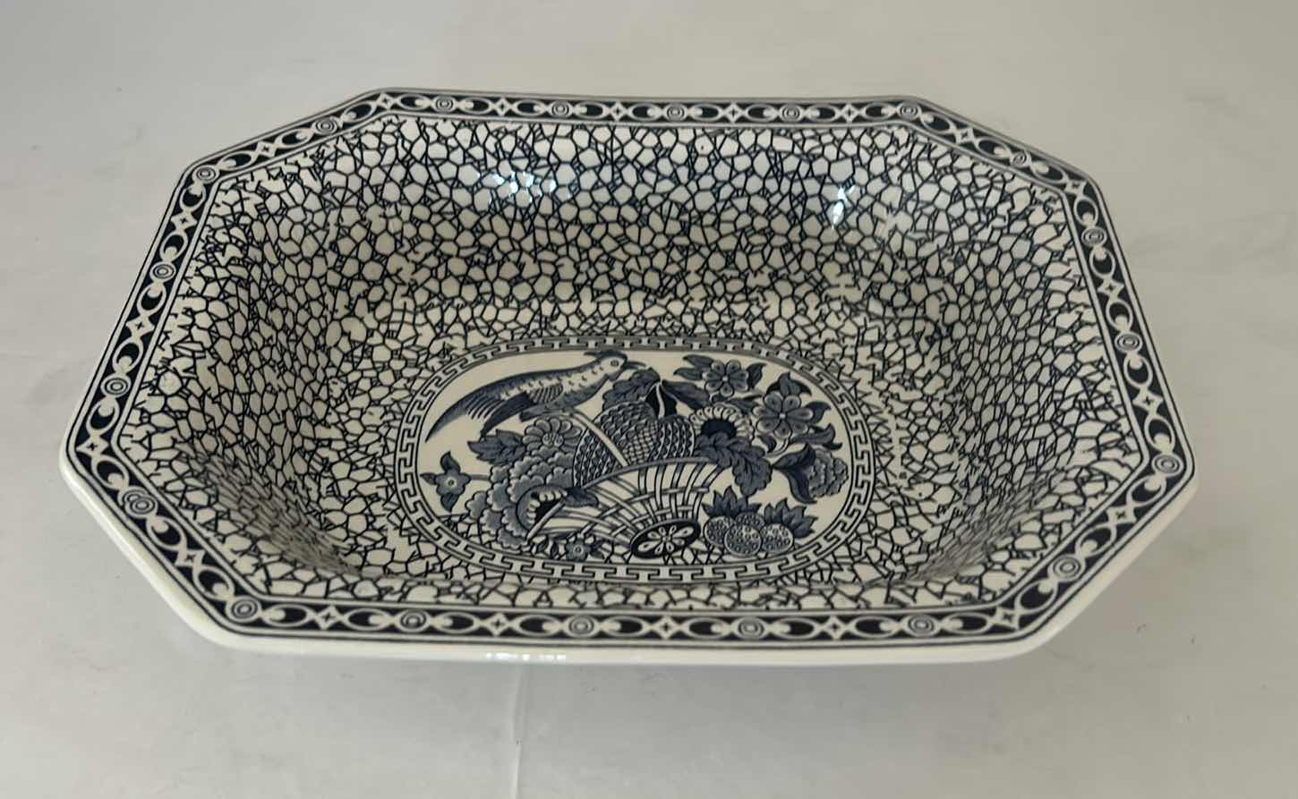 View 5 of ANTIQUE WILLIAM ADAMS POTTERY SERVING DISH,  "CHINESE BIRD" PATTERN.
