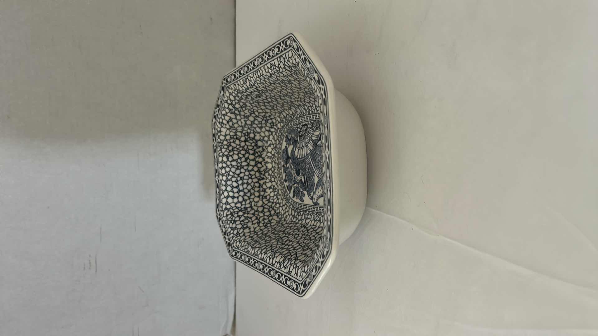 View 3 of ANTIQUE WILLIAM ADAMS POTTERY SERVING DISH,  "CHINESE BIRD" PATTERN.
