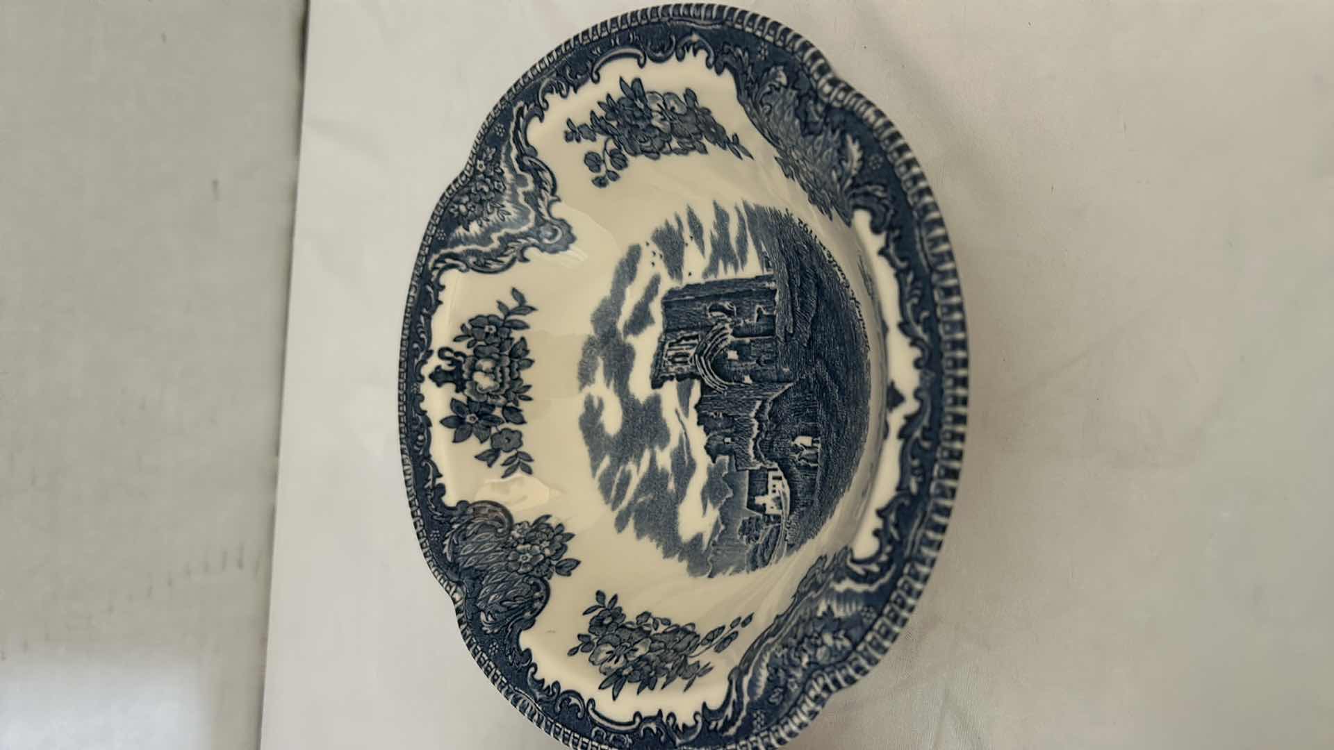 Photo 1 of 4- JOHNSON BROS, DENBIGH CASTLE, BLUE & WHITE BOWLS 6”, MADE IN ENGLAND