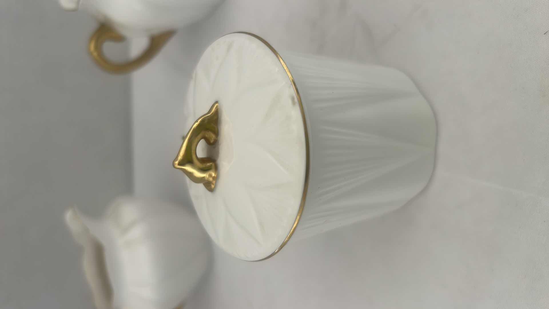 Photo 7 of 5PCS- VINTAGE SHELLEY ENGLAND "DAINTY" WHITE & GOLD LUDLOW SHAPE CREAMER, SUGAR BOWLS