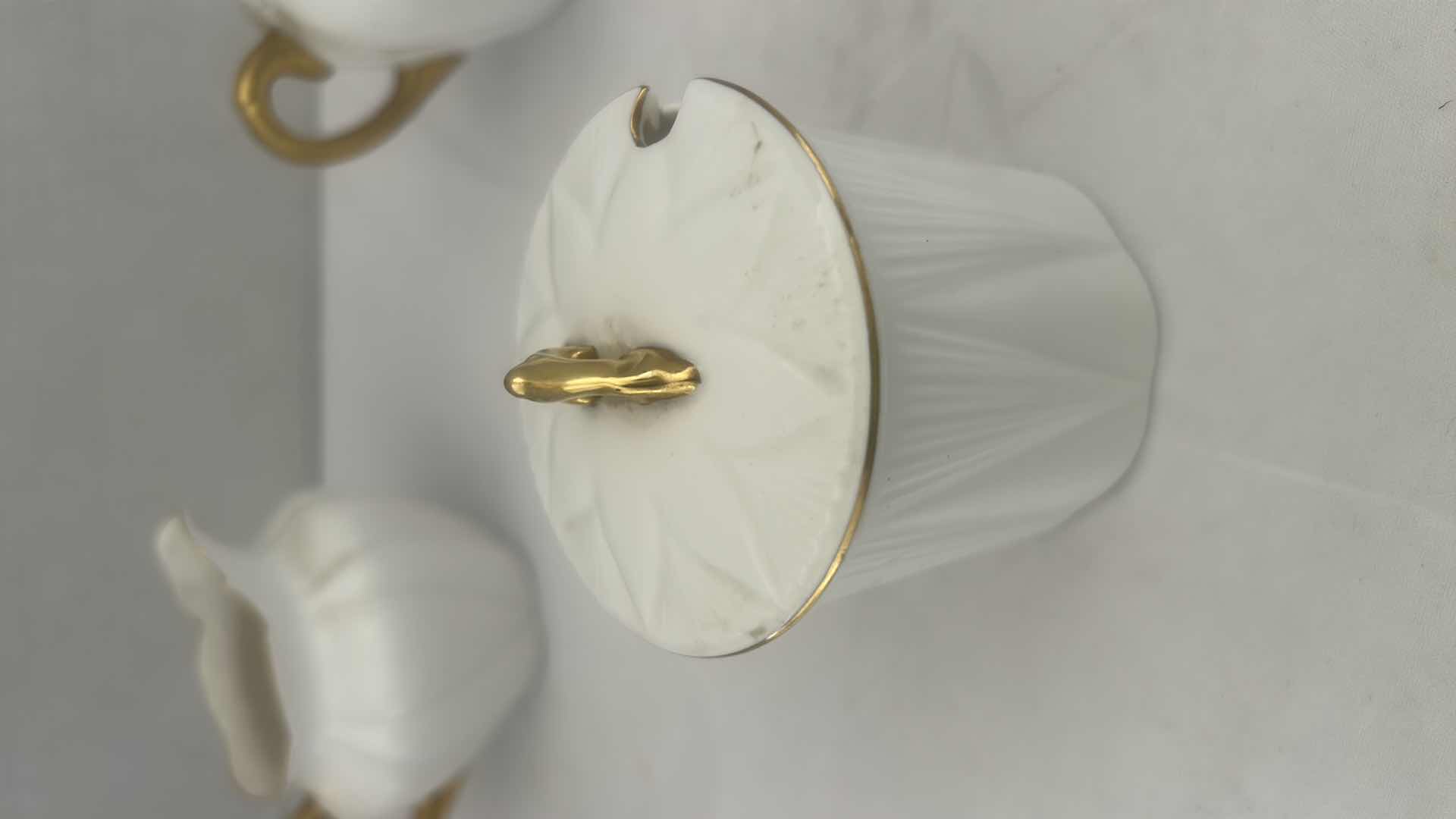 Photo 6 of 5PCS- VINTAGE SHELLEY ENGLAND "DAINTY" WHITE & GOLD LUDLOW SHAPE CREAMER, SUGAR BOWLS