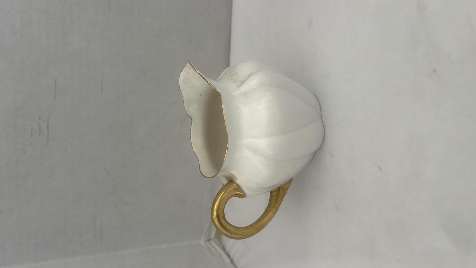 Photo 1 of 5PCS- VINTAGE SHELLEY ENGLAND "DAINTY" WHITE & GOLD LUDLOW SHAPE CREAMER, SUGAR BOWLS