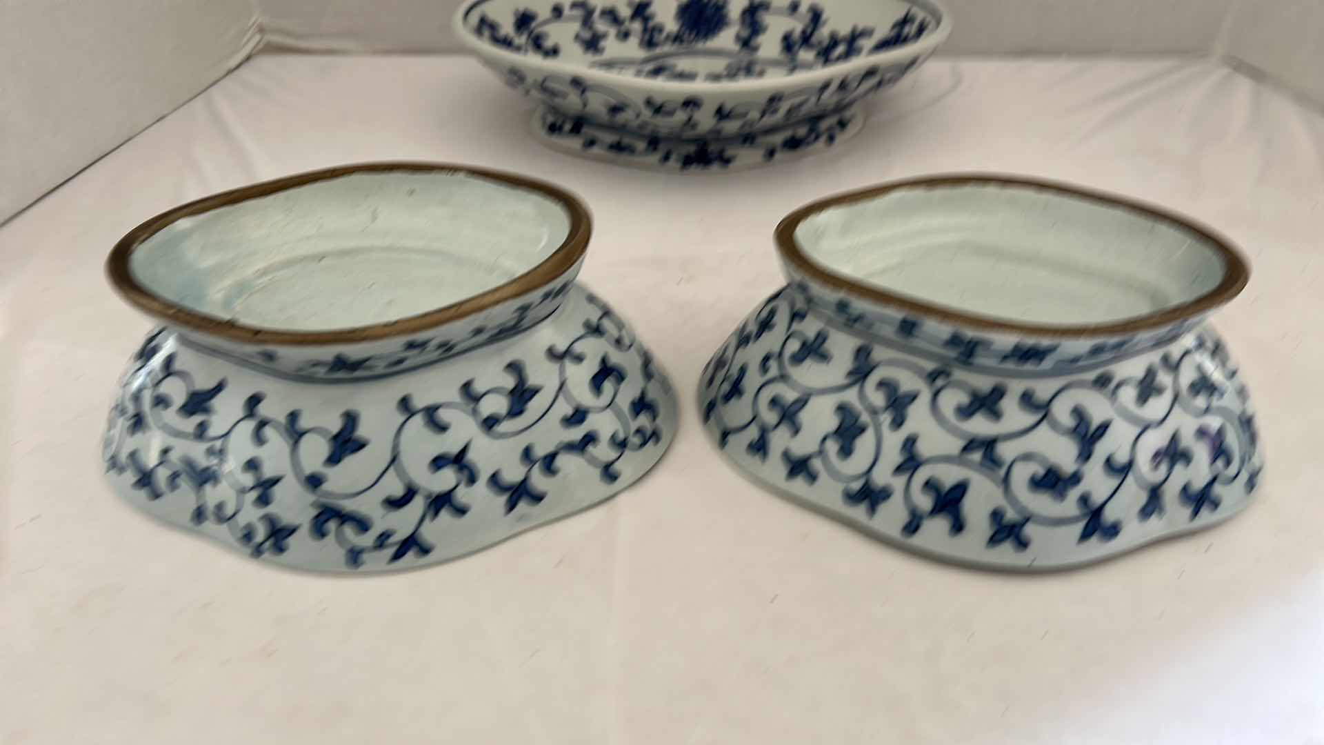 Photo 1 of 3-CHINESE BLUE AND WHITE BOWLS  10” X  H2 1/2”