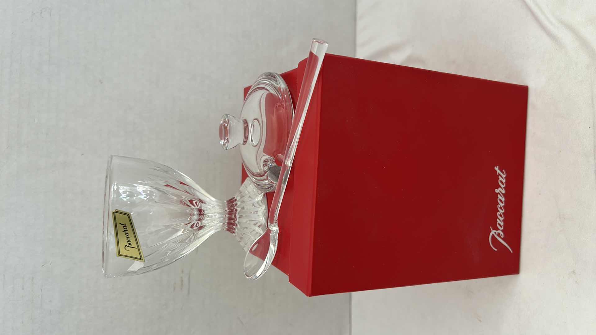 Photo 3 of NEW BACCARAT MASSERNA CRYSTAL MUSTARD POT/ JAM JAR W SPOON H5.5”  (IN ORIGINAL BOX)