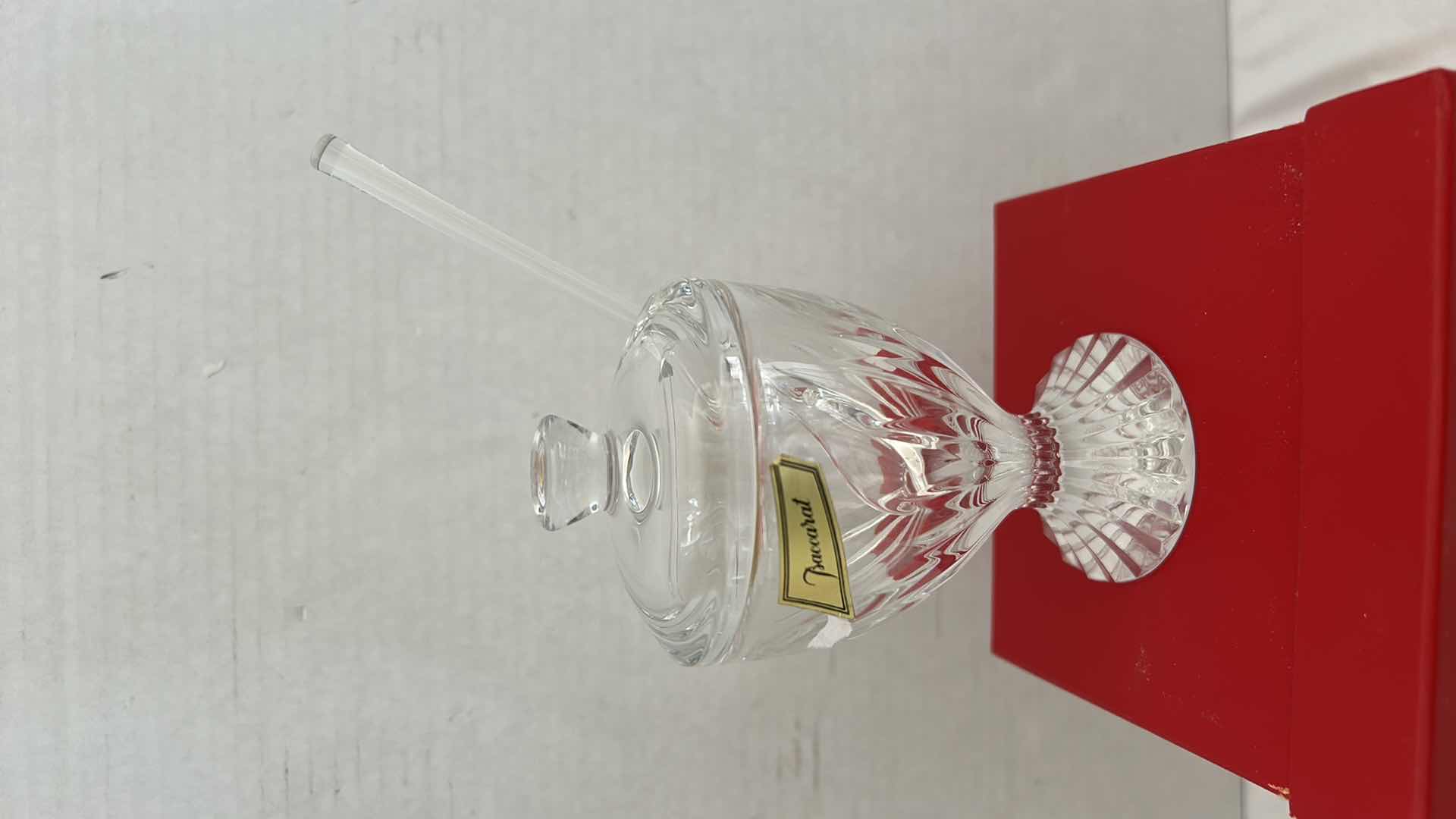 Photo 1 of NEW BACCARAT MASSERNA CRYSTAL MUSTARD POT/ JAM JAR W SPOON H5.5”  (IN ORIGINAL BOX)
