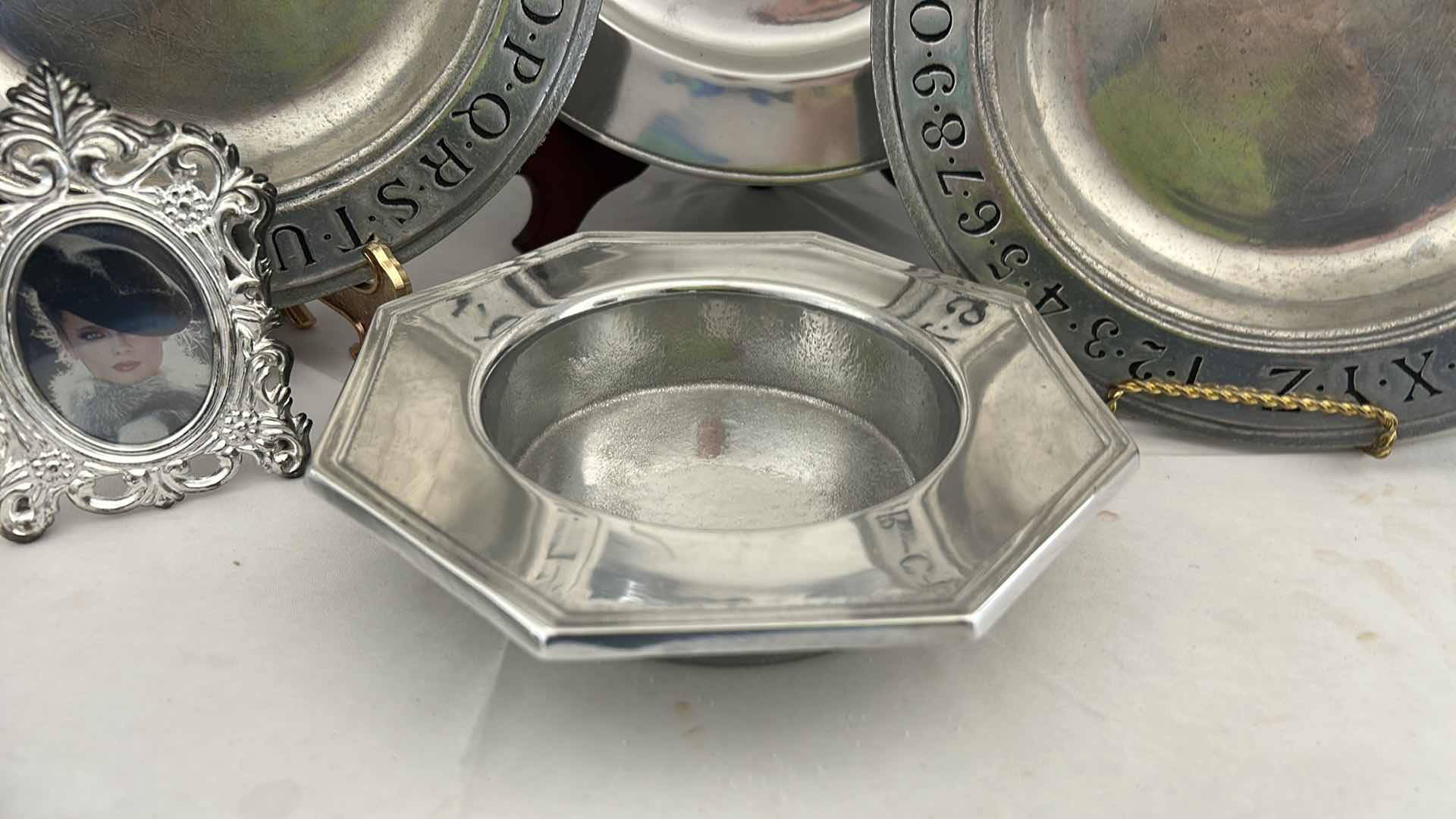 Photo 4 of 8 SILVER PLATED PC’S - PLATES, BUTTER DISH WITH COVER, SERVING BOWLS AND MORE (LARGEST 11”)