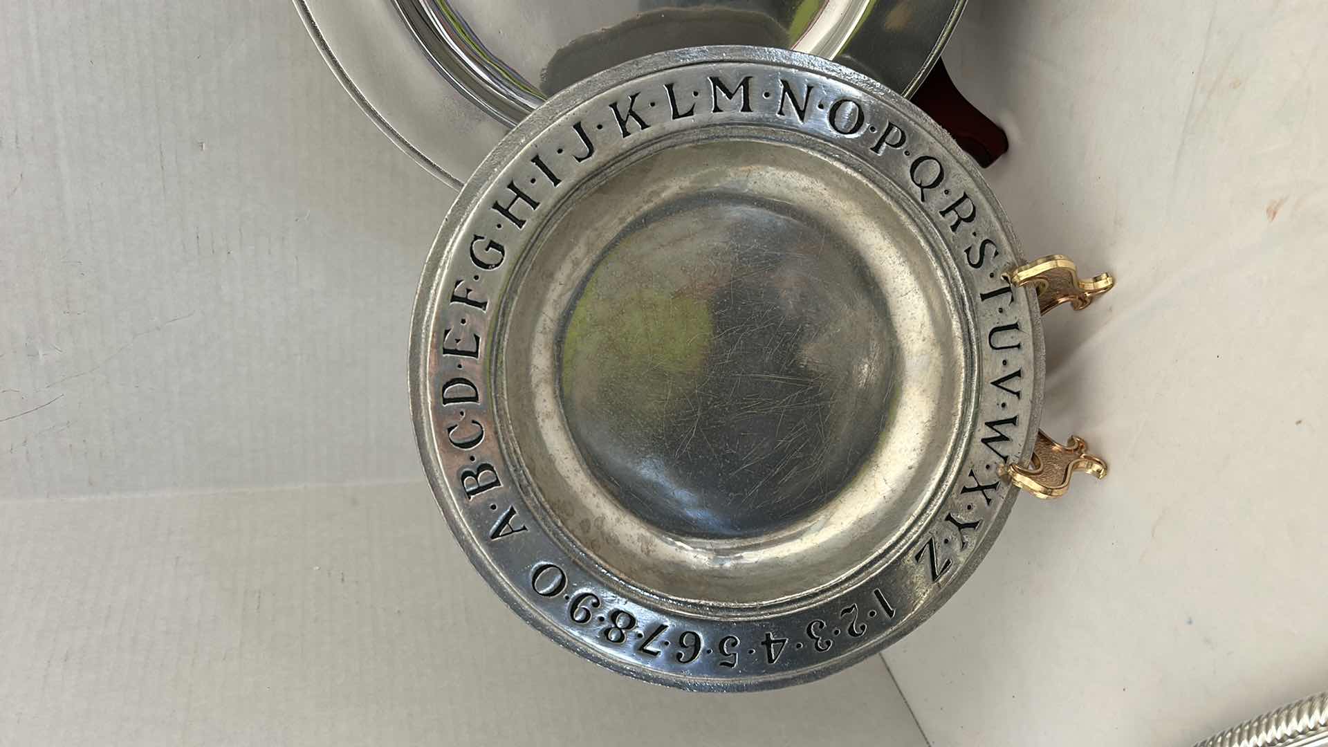 Photo 6 of 8 SILVER PLATED PC’S - PLATES, BUTTER DISH WITH COVER, SERVING BOWLS AND MORE (LARGEST 11”)