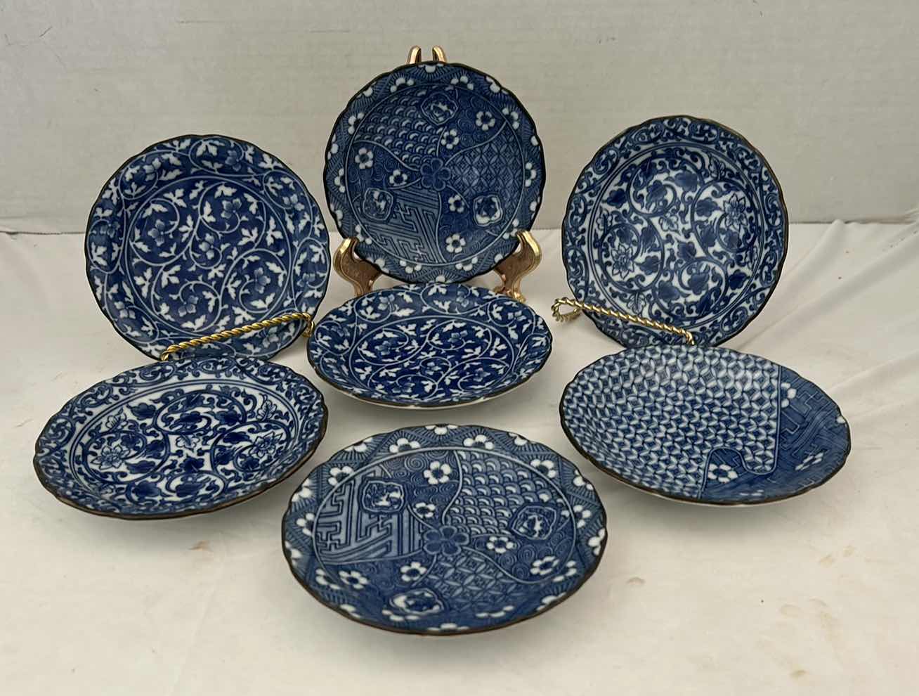 Photo 7 of 7 -BLUE & WHITE CHINESE PORCELAIN PLATES & SAUCERS 