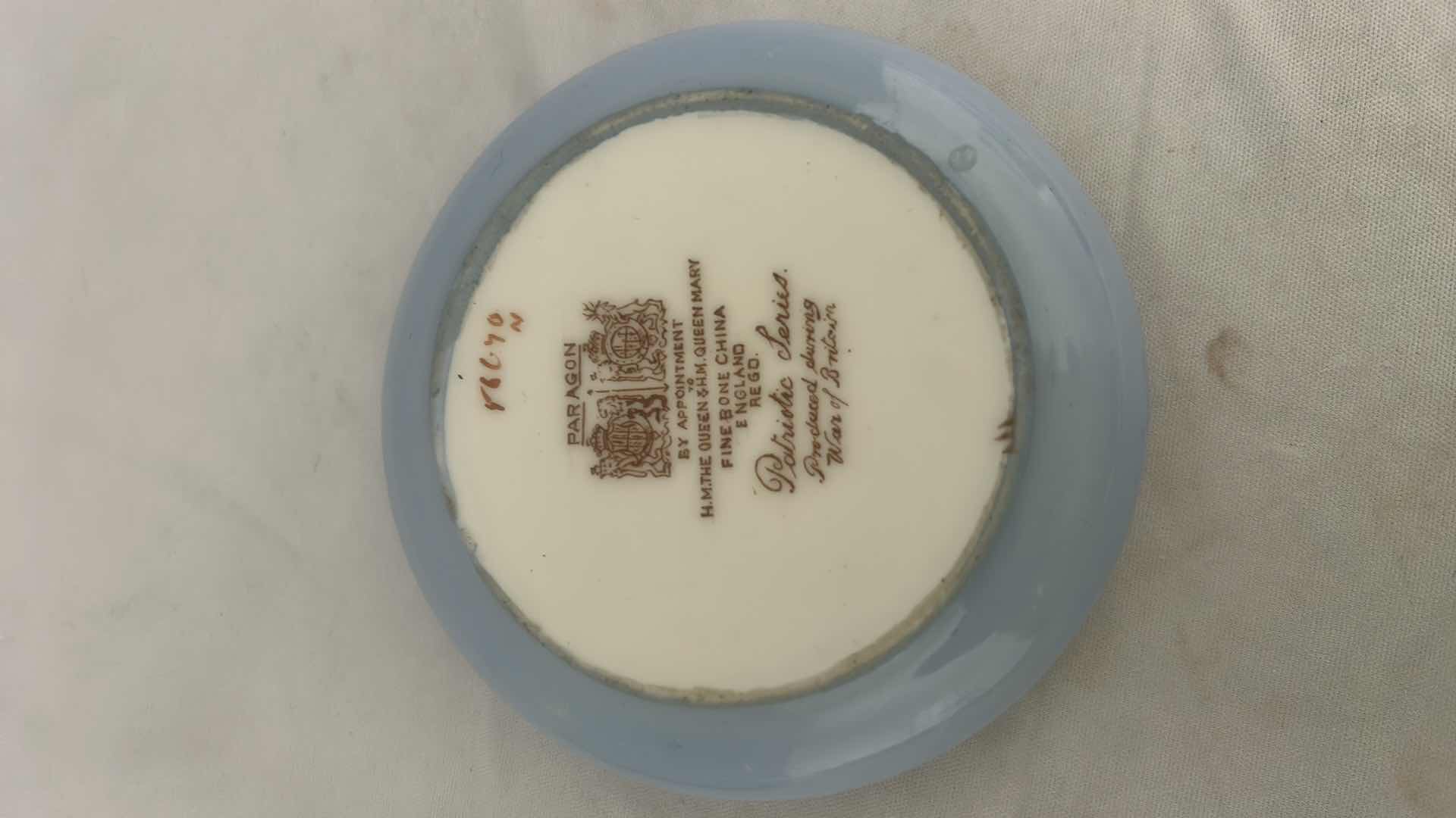 Photo 1 of 2-1940'S PARAGON PATRIOTIC SERIES PIN DISHES NUMBERED 3.5” 