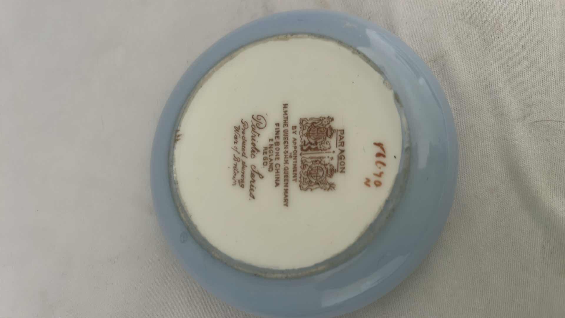 Photo 1 of 2-1940'S PARAGON PATRIOTIC SERIES PIN DISHES NUMBERED 3.5” 