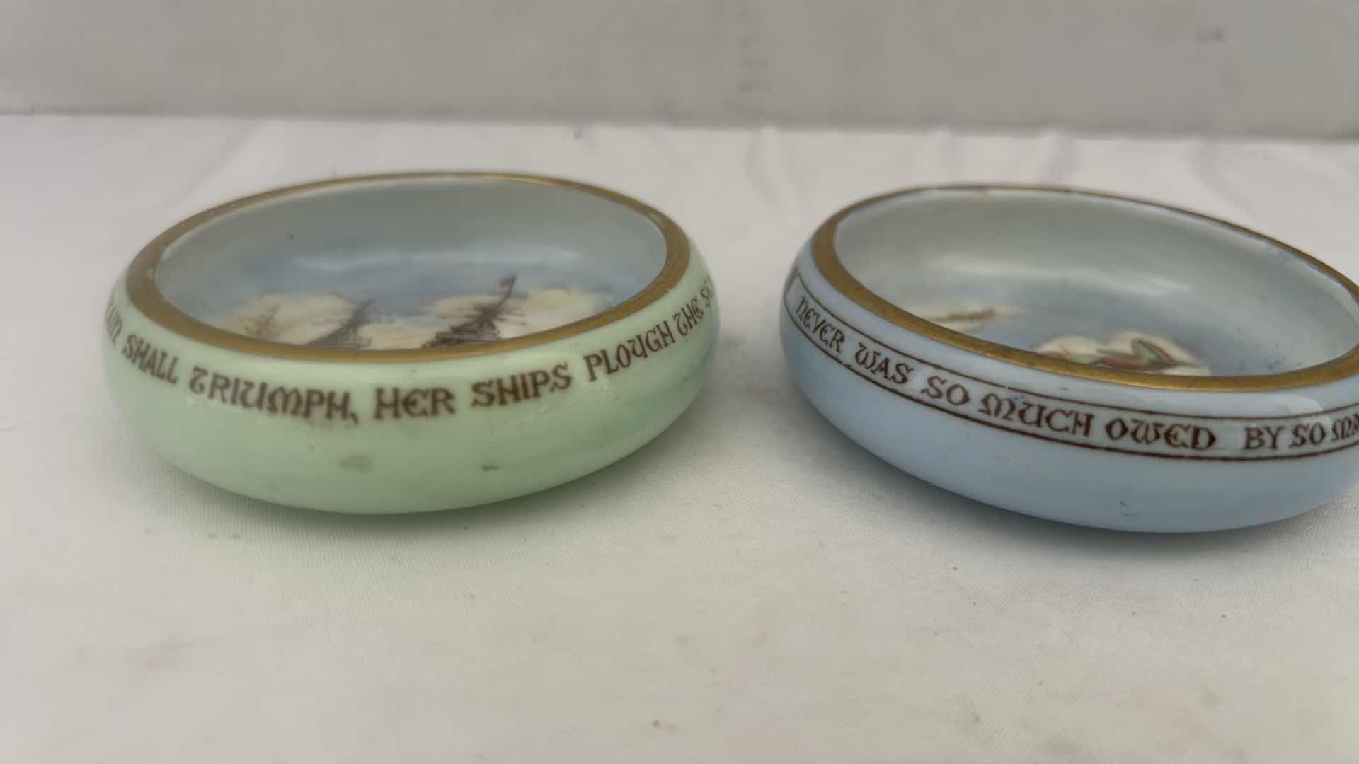 Photo 1 of 2-1940'S PARAGON PATRIOTIC SERIES PIN DISHES NUMBERED 3.5” 