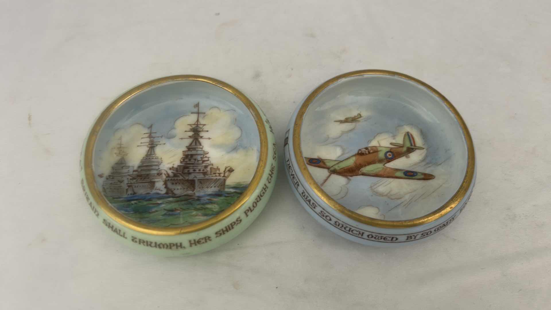 Photo 1 of 2-1940'S PARAGON PATRIOTIC SERIES PIN DISHES NUMBERED 3.5” 