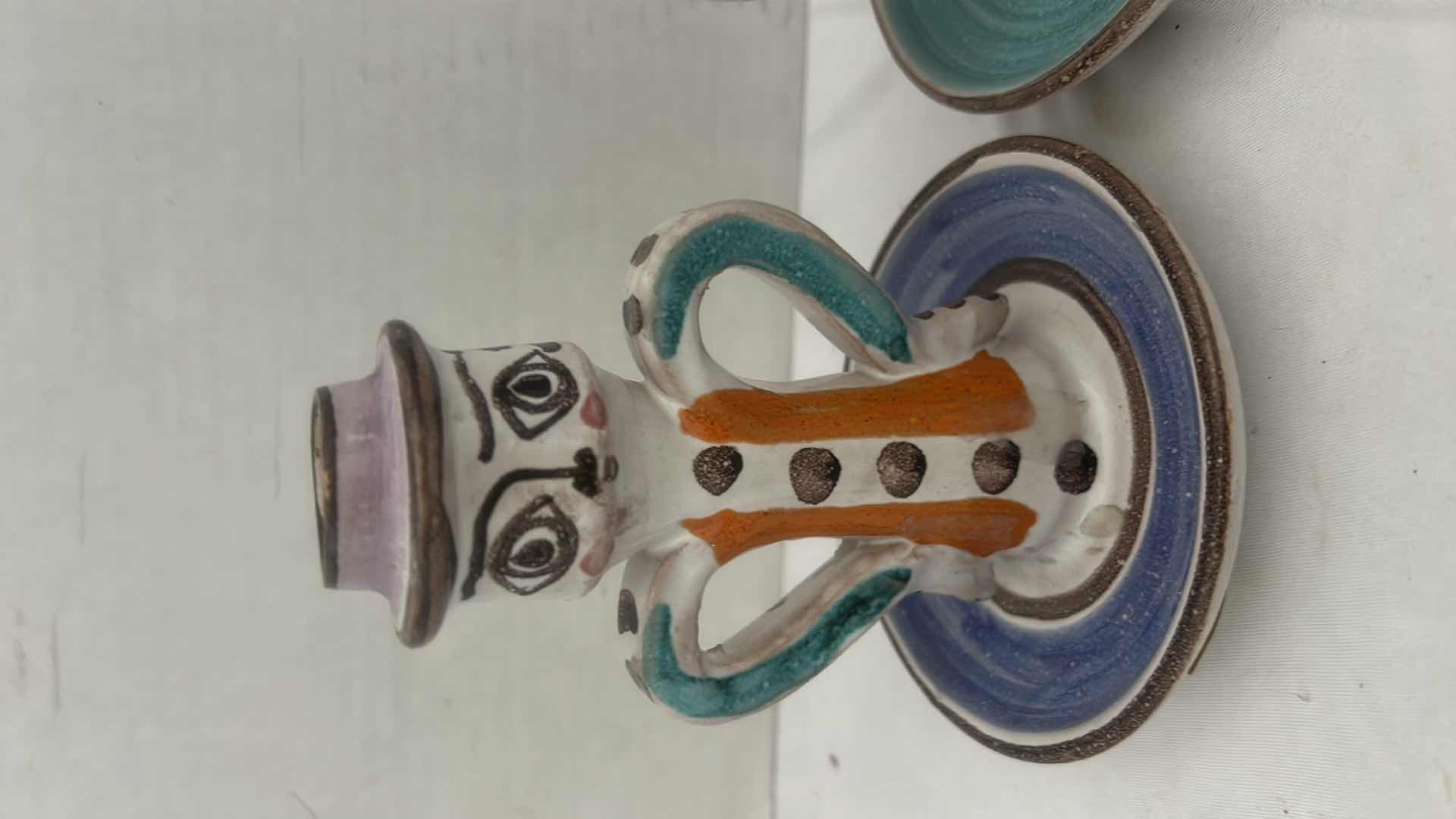 Photo 1 of 2 DESIMONE ITALY CERAMIC HAND PAINTED CANDLE STICK HOLDERS 5 1/4 inches