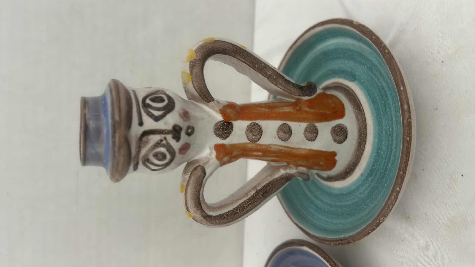 Photo 1 of 2 DESIMONE ITALY CERAMIC HAND PAINTED CANDLE STICK HOLDERS 5 1/4 inches