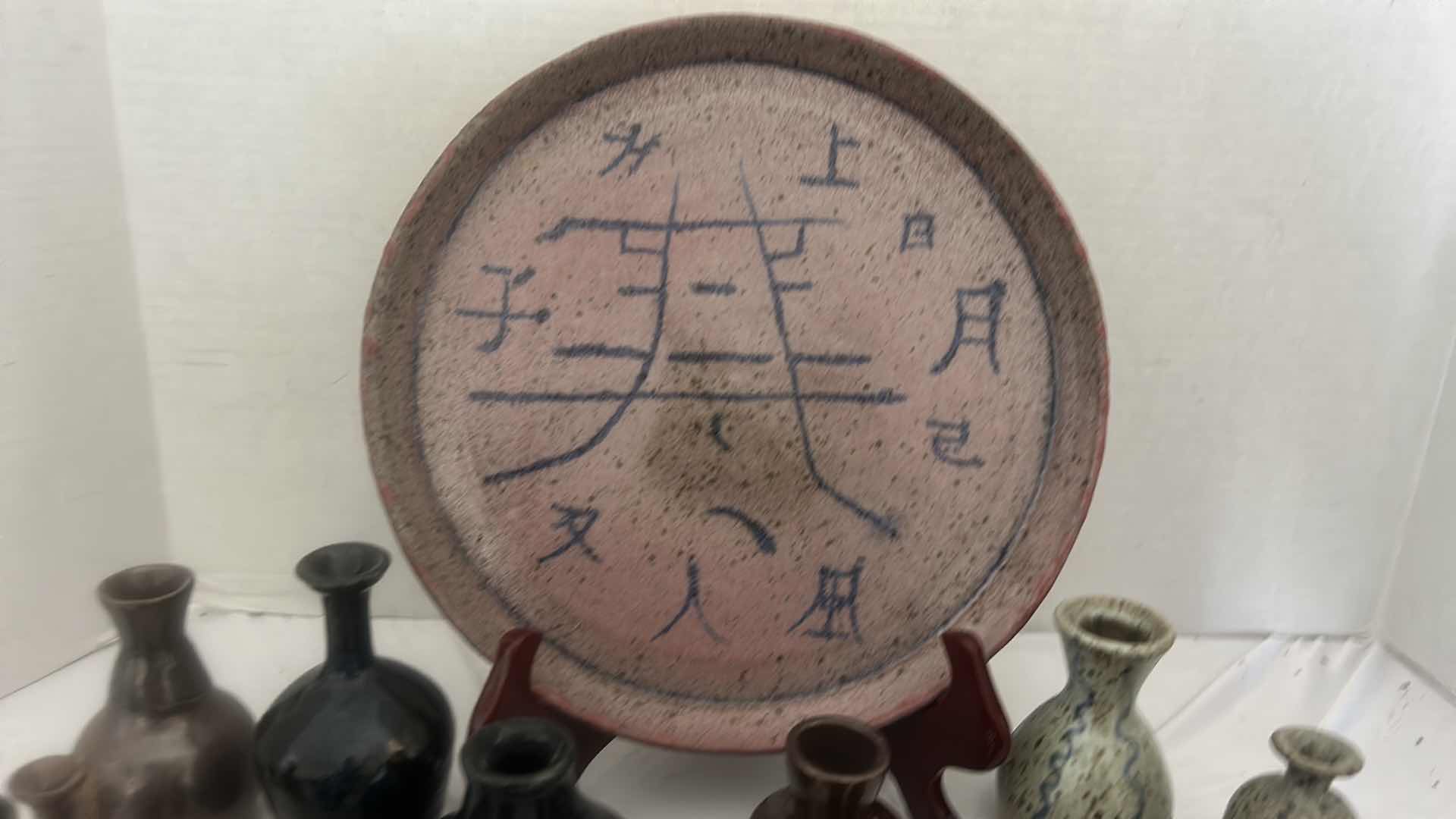 Photo 9 of 20 PC- VINTAGE POTTERY ASIAN PLATE, VASES, EGG CUPS (PLATE 10 1/2“)