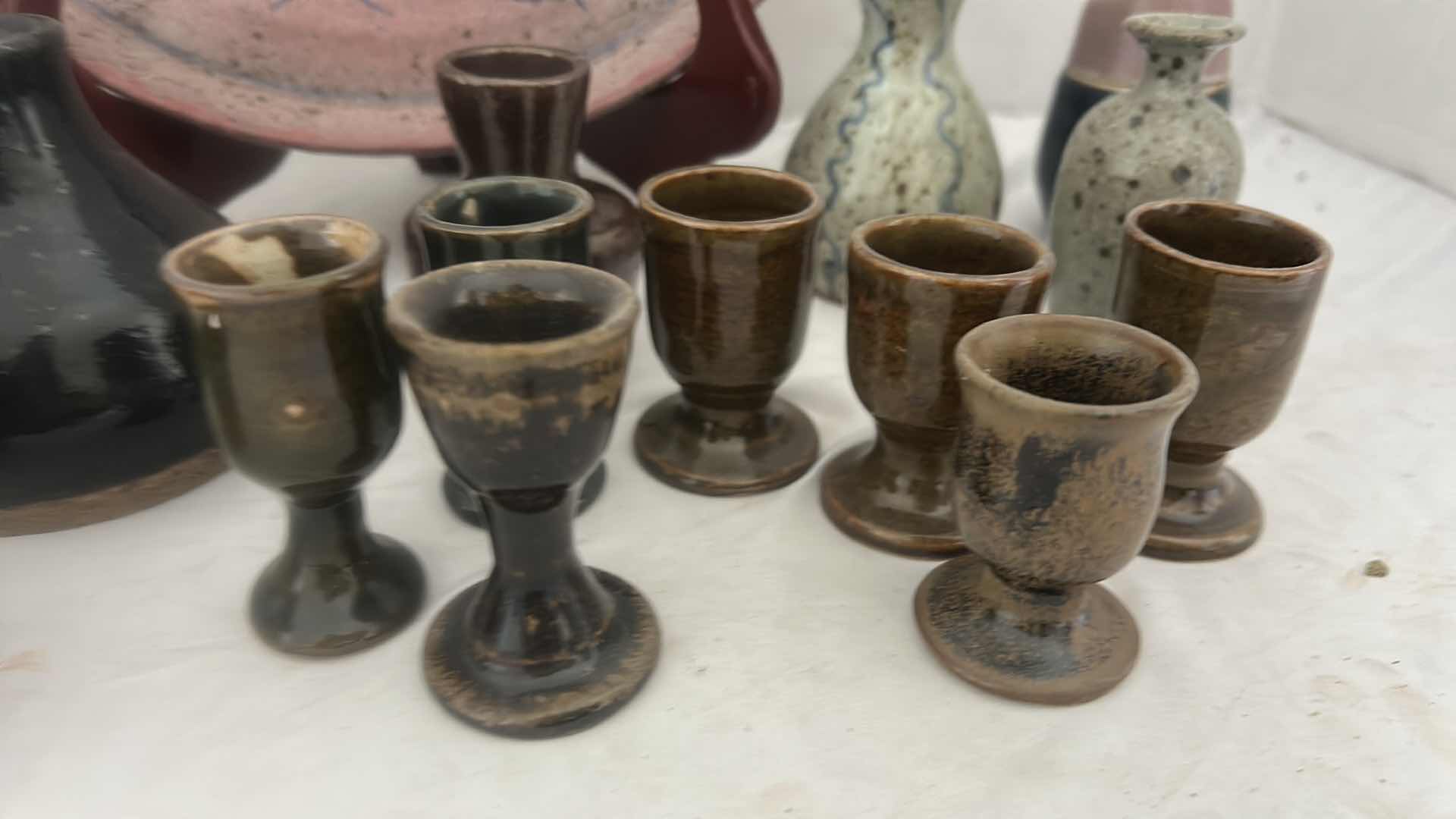 Photo 8 of 20 PC- VINTAGE POTTERY ASIAN PLATE, VASES, EGG CUPS (PLATE 10 1/2“)