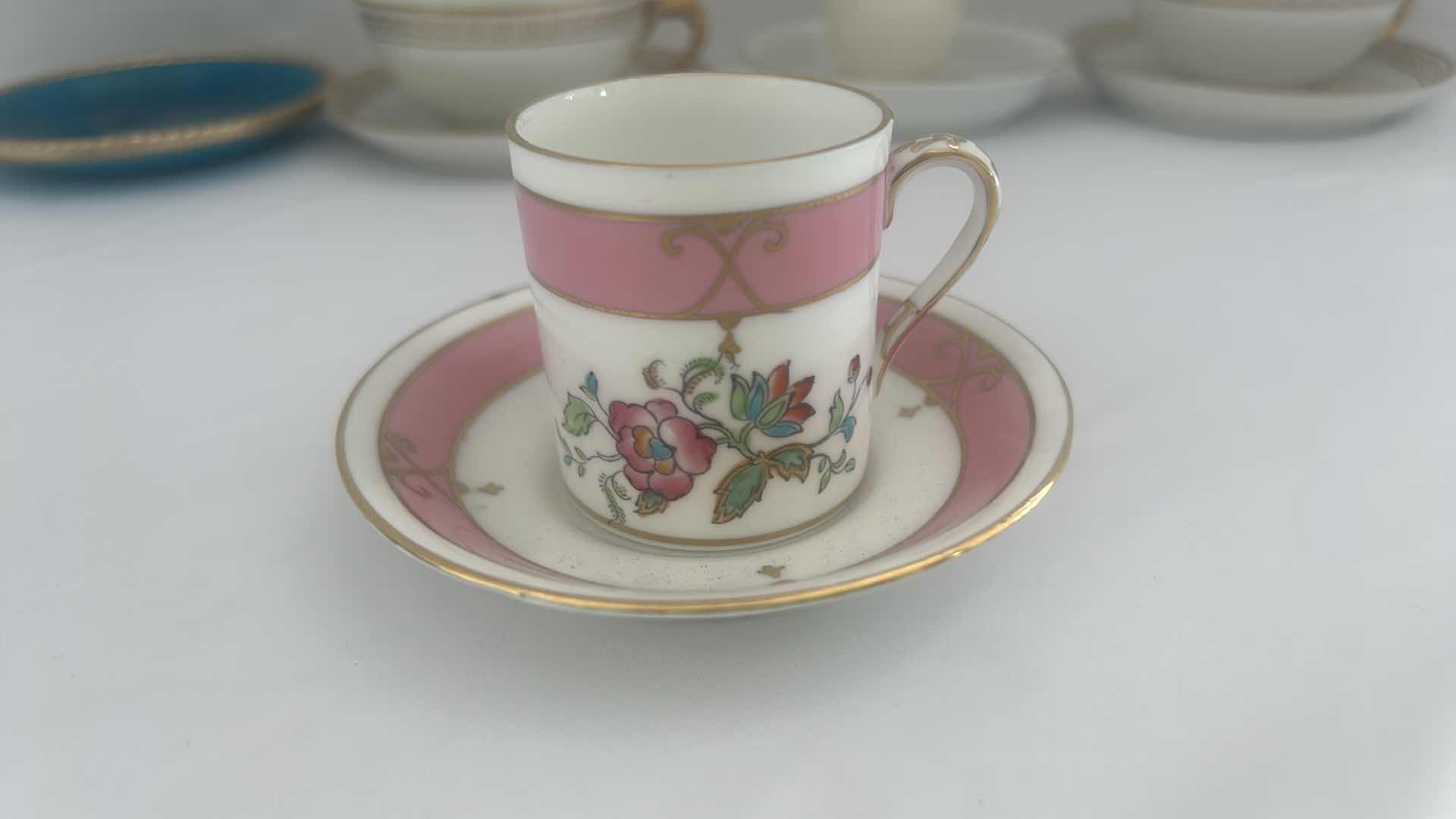Photo 1 of 12 PC COLLECTION OF BONE CHINA AND PORCELAIN TEACUPS AND SAUCERS
