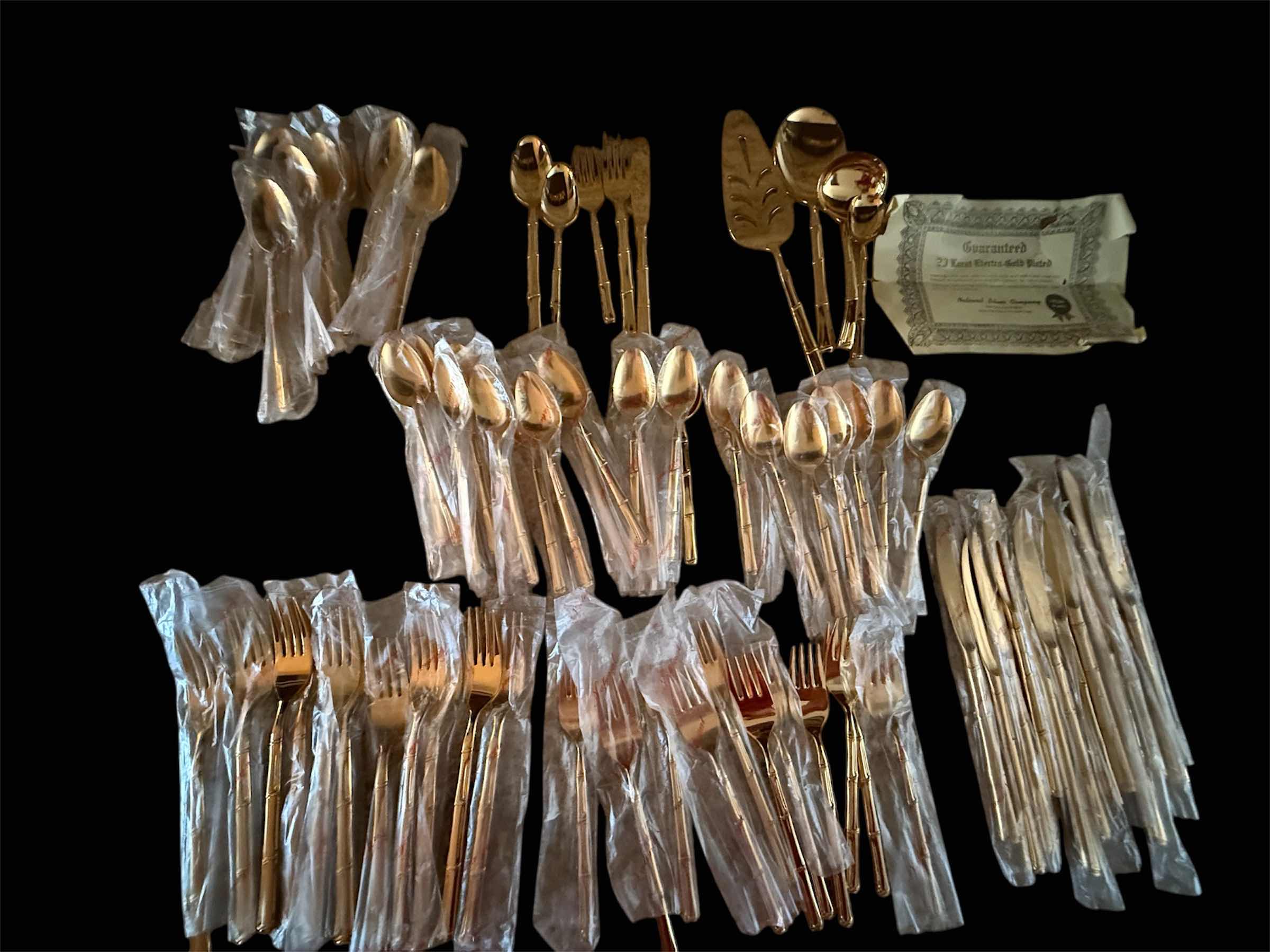 Photo 1 of 73 PCS-VINTAGE 23K GOLD-PLATED NATIONAL SILVER COMPANY SILVERWARE SET