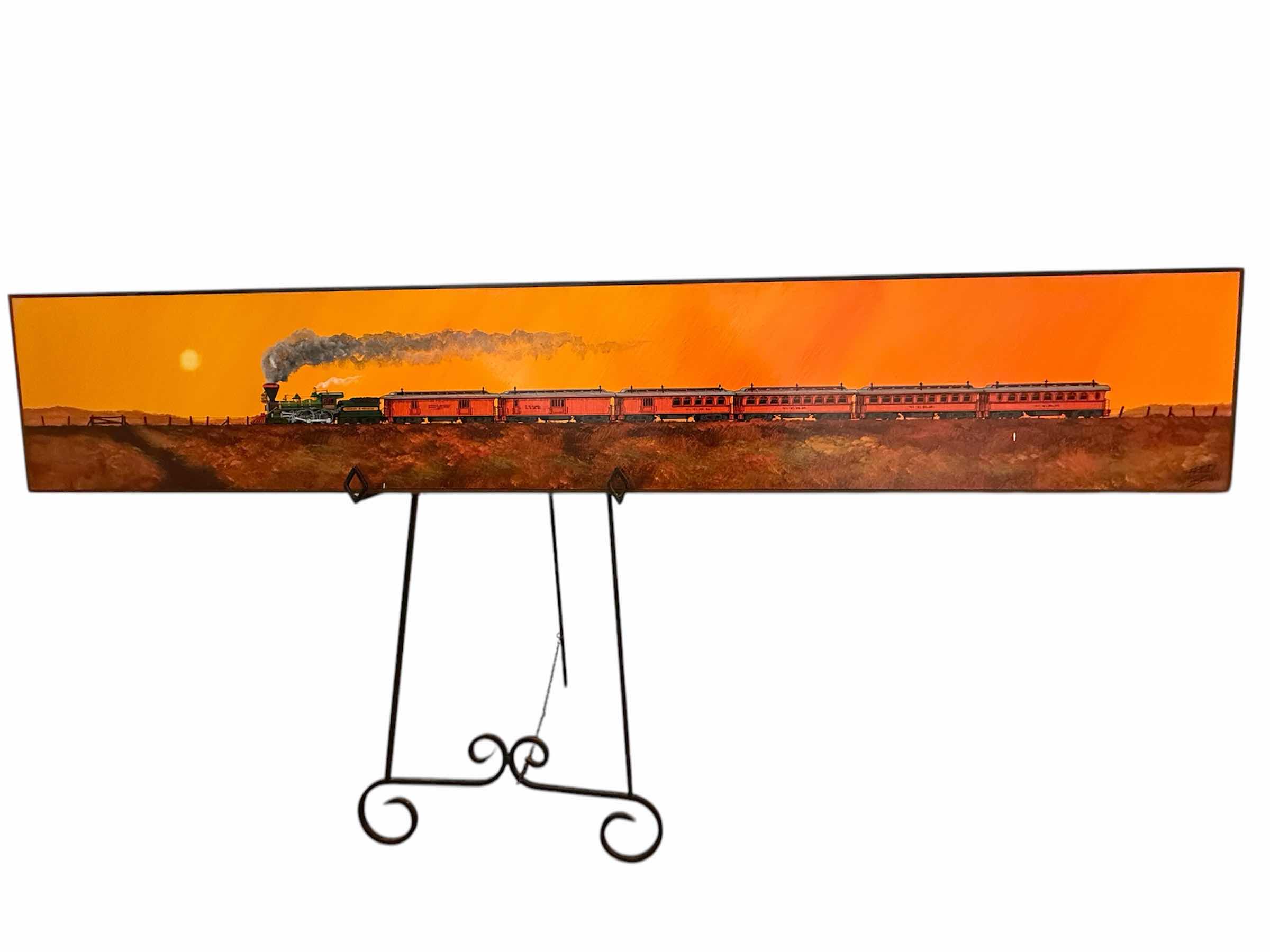 Photo 1 of ARTIST FRED BONN ACRYLIC ON BOARD TRAIN ARTWORK  72” x 12