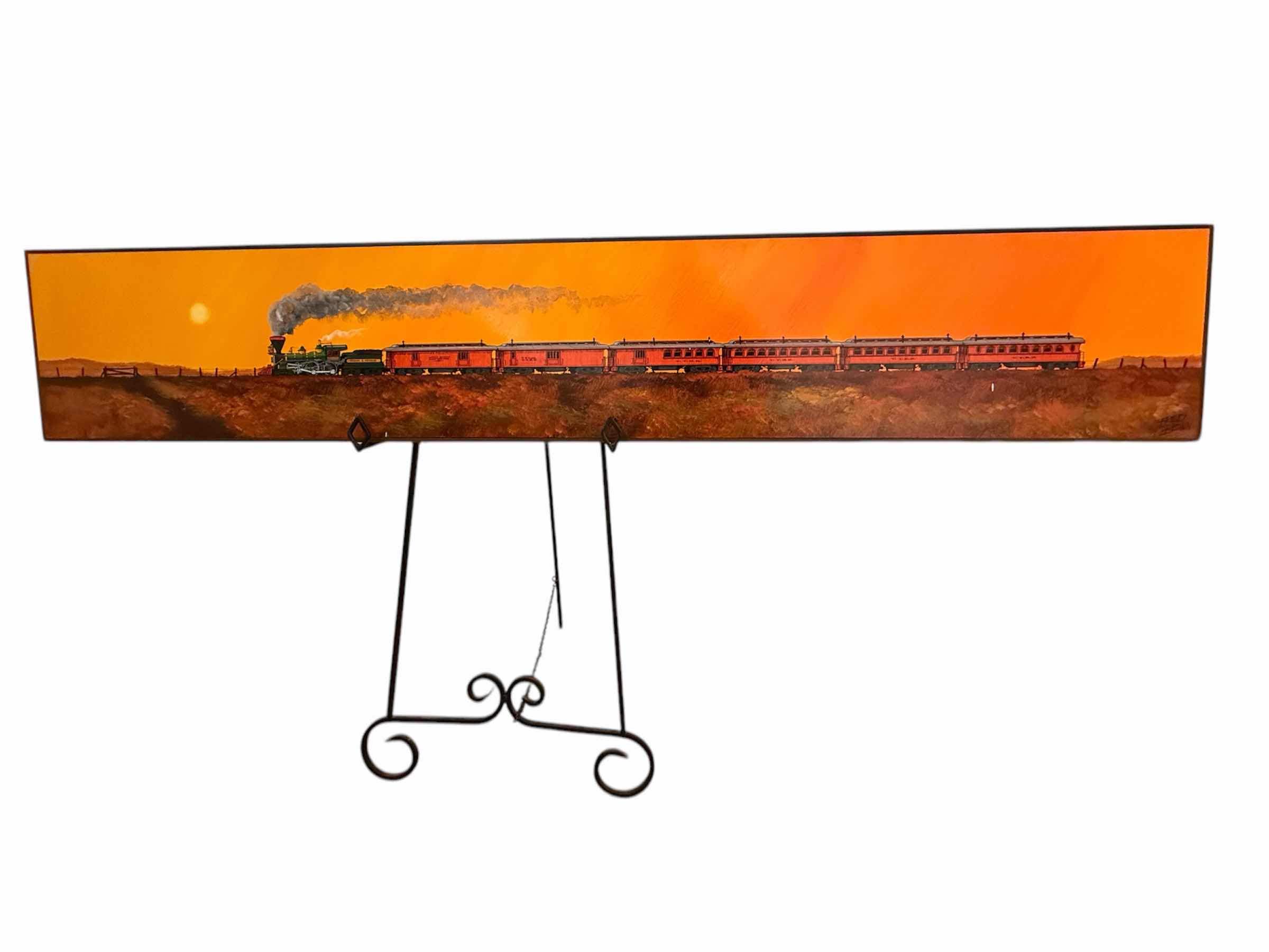 Photo 1 of ARTIST FRED BONN ACRYLIC ON BOARD TRAIN ARTWORK  72” x 12