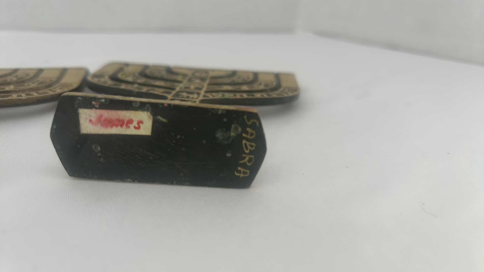 Photo 6 of 3-VINTAGE BRASS MENORAHS (TALLEST H7”)