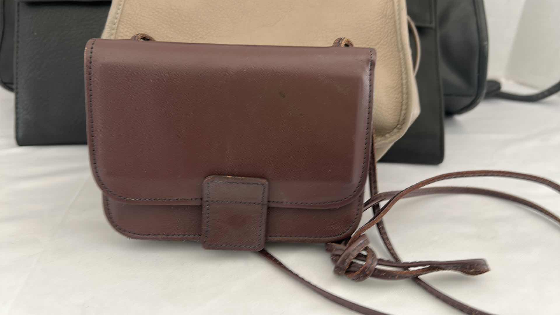 Photo 1 of 5 WOMENS BAG ASSORTMENT- LEATHER BRIEFCASE, & 4 SMALL HANDBAGS