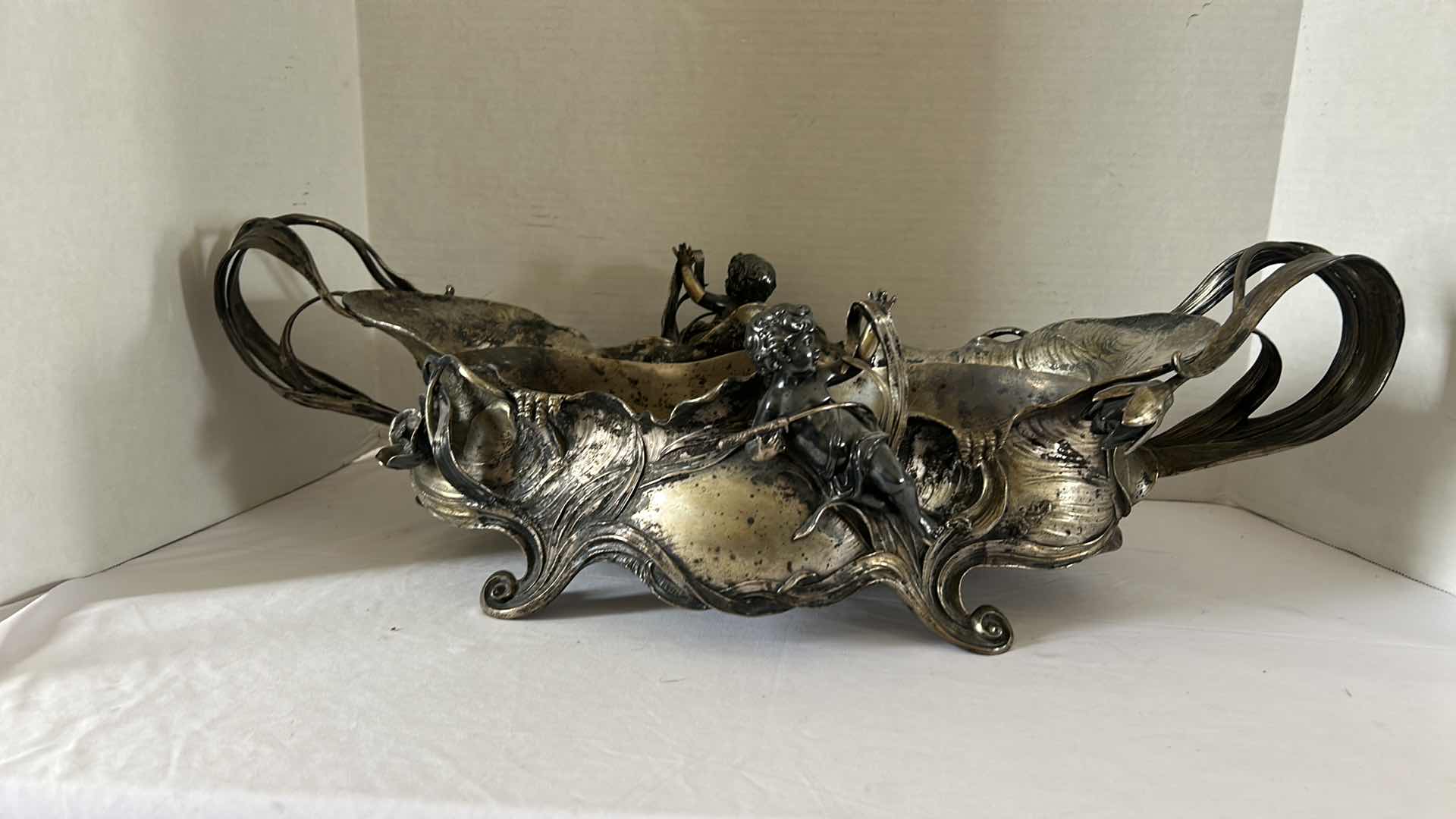 Photo 3 of ANTIQUE ART NOUVEAU CENTERPIECE JARDINIERE MADE BY ALBERT MAYER  25 1/2“ x 11 1/2“ x H8“
