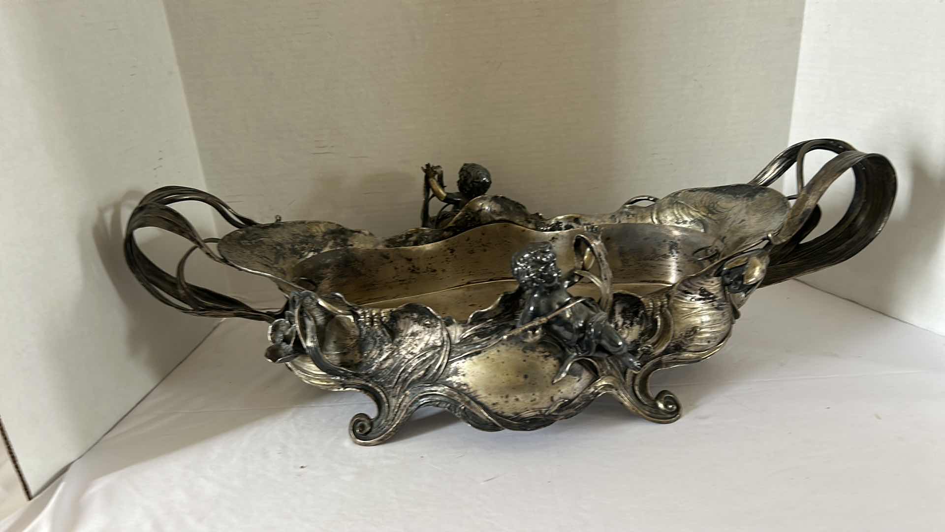 Photo 10 of ANTIQUE ART NOUVEAU CENTERPIECE JARDINIERE MADE BY ALBERT MAYER  25 1/2“ x 11 1/2“ x H8“