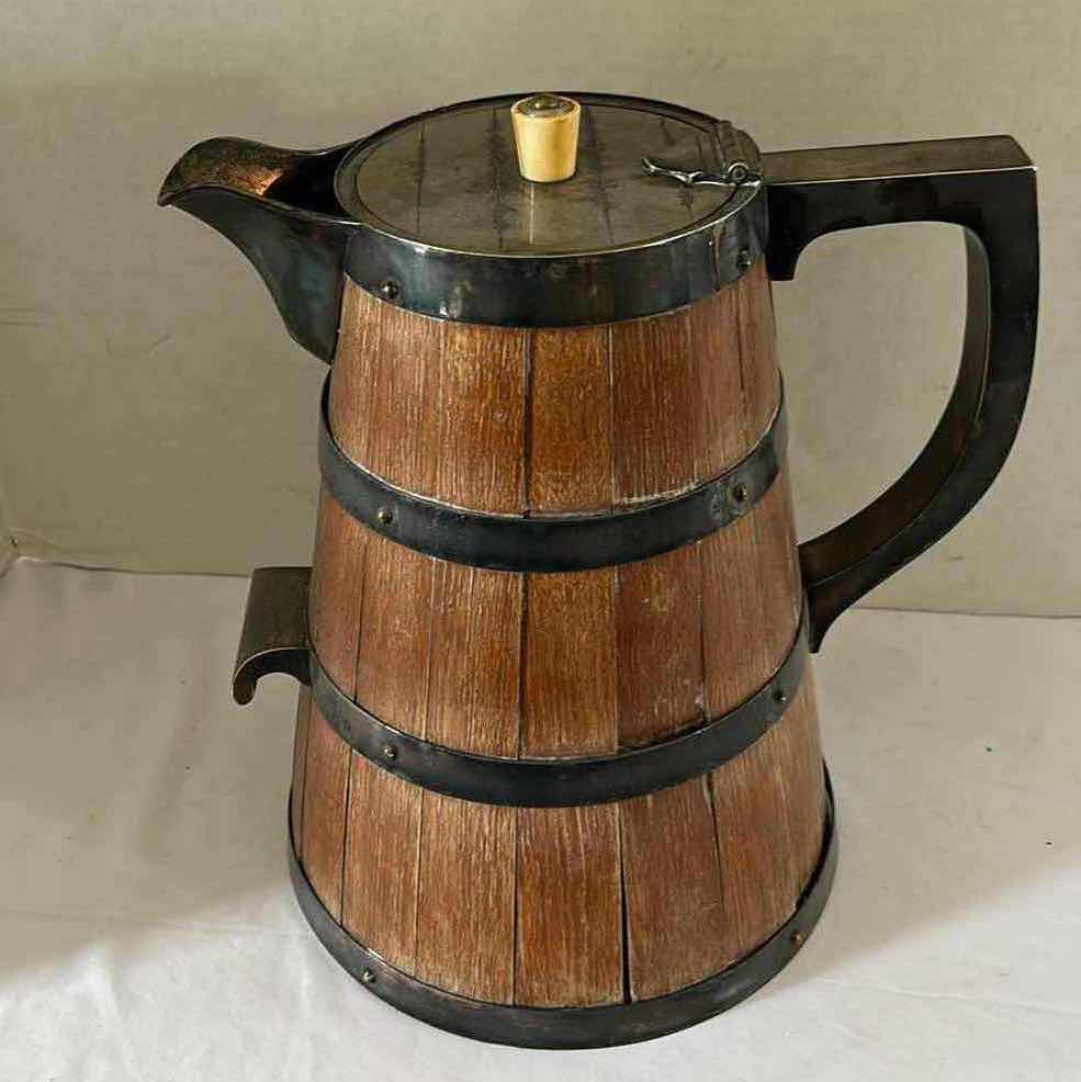 Photo 5 of ANTIQUE 19th CENTURY ENGLISH OAK AND SILVER MOUNTED TANKARD H12” 