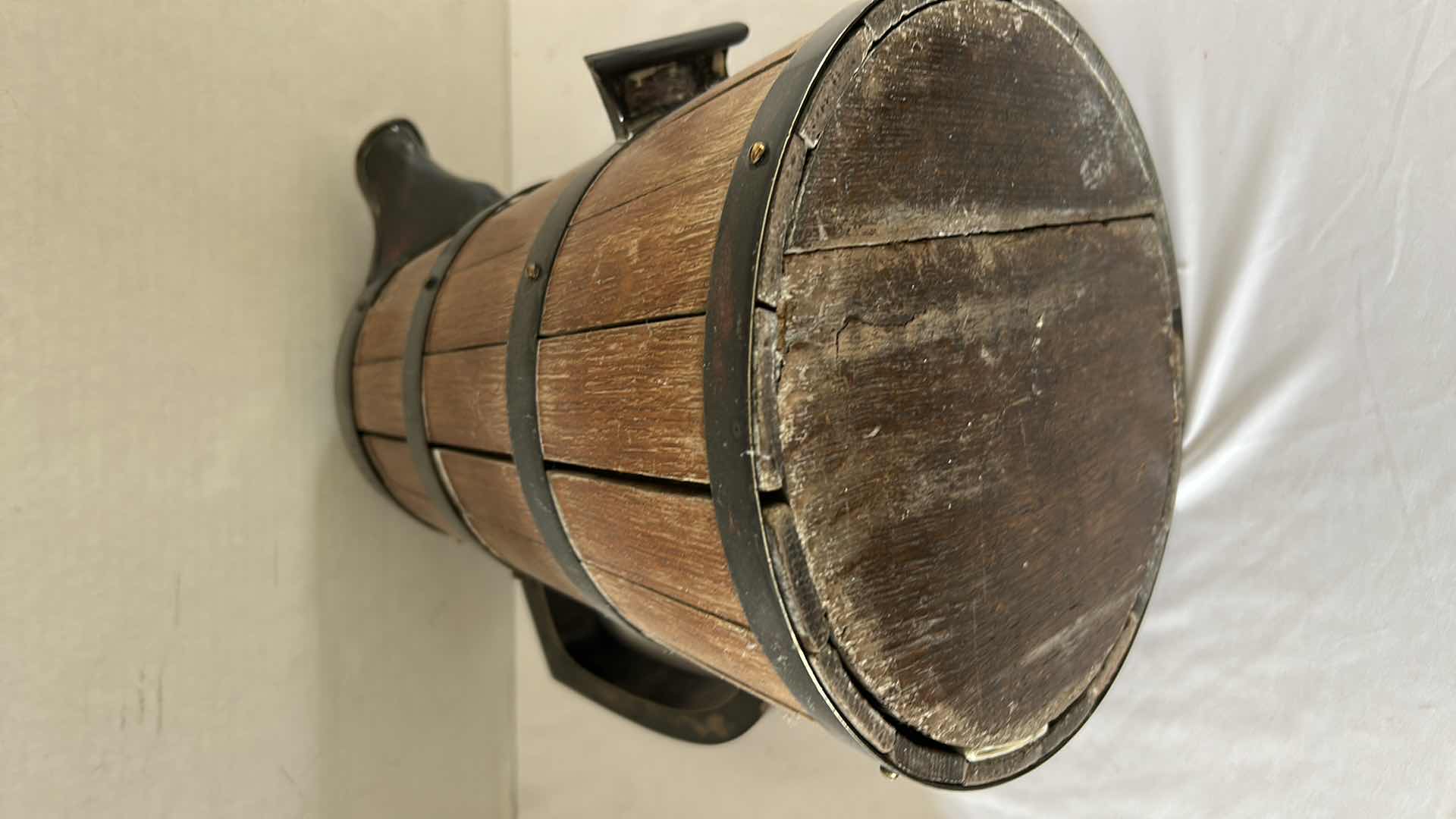 Photo 1 of ANTIQUE 19th CENTURY ENGLISH OAK AND SILVER MOUNTED TANKARD H12” 