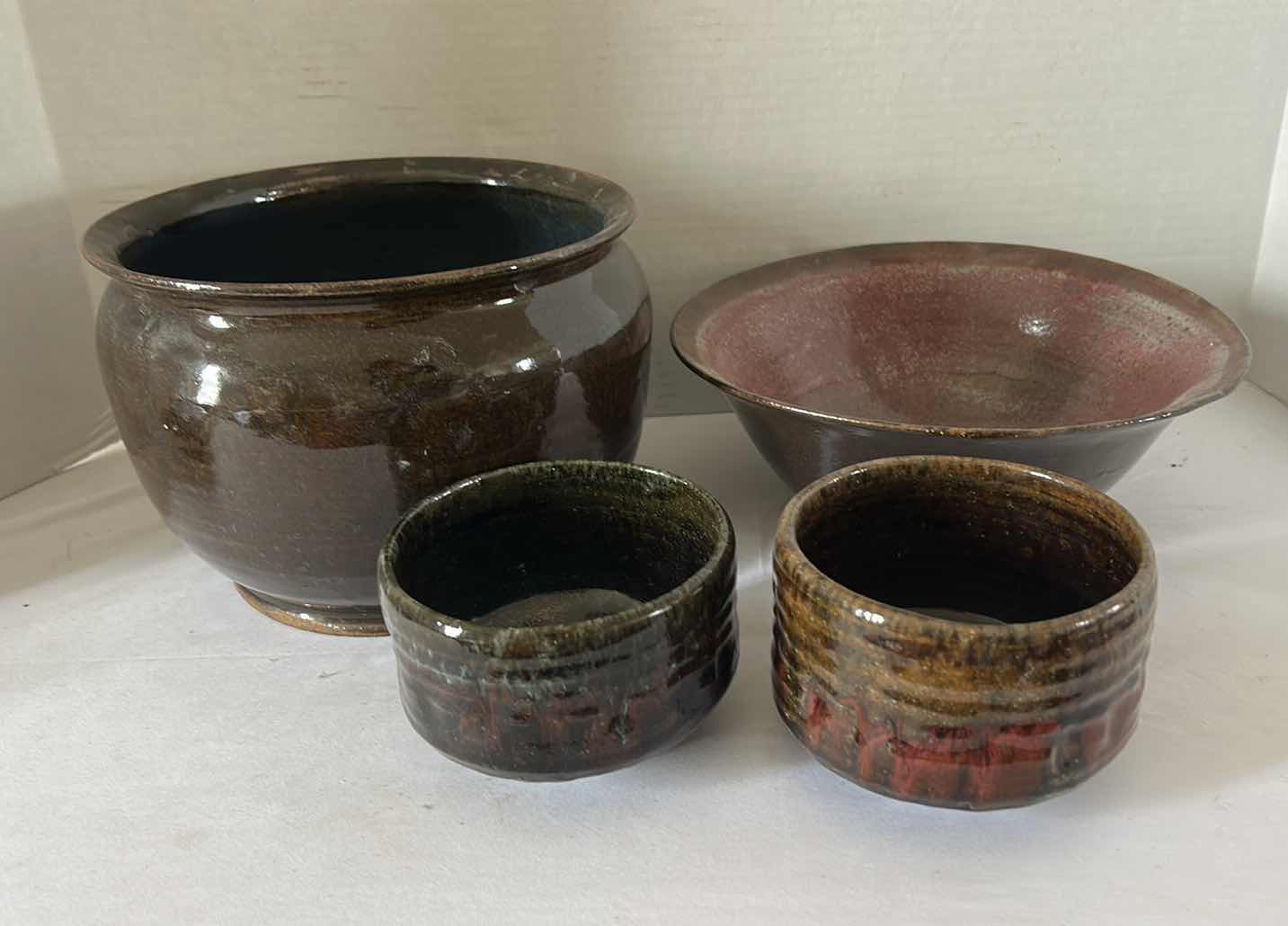 Photo 1 of 4 HAND SPUN GLAZED POTTERY (TALLEST 6.25”)