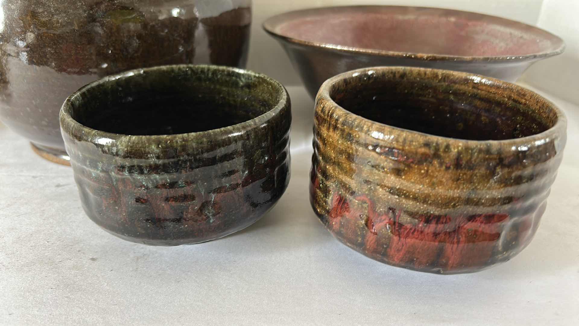 Photo 1 of 4 HAND SPUN GLAZED POTTERY (TALLEST 6.25”)