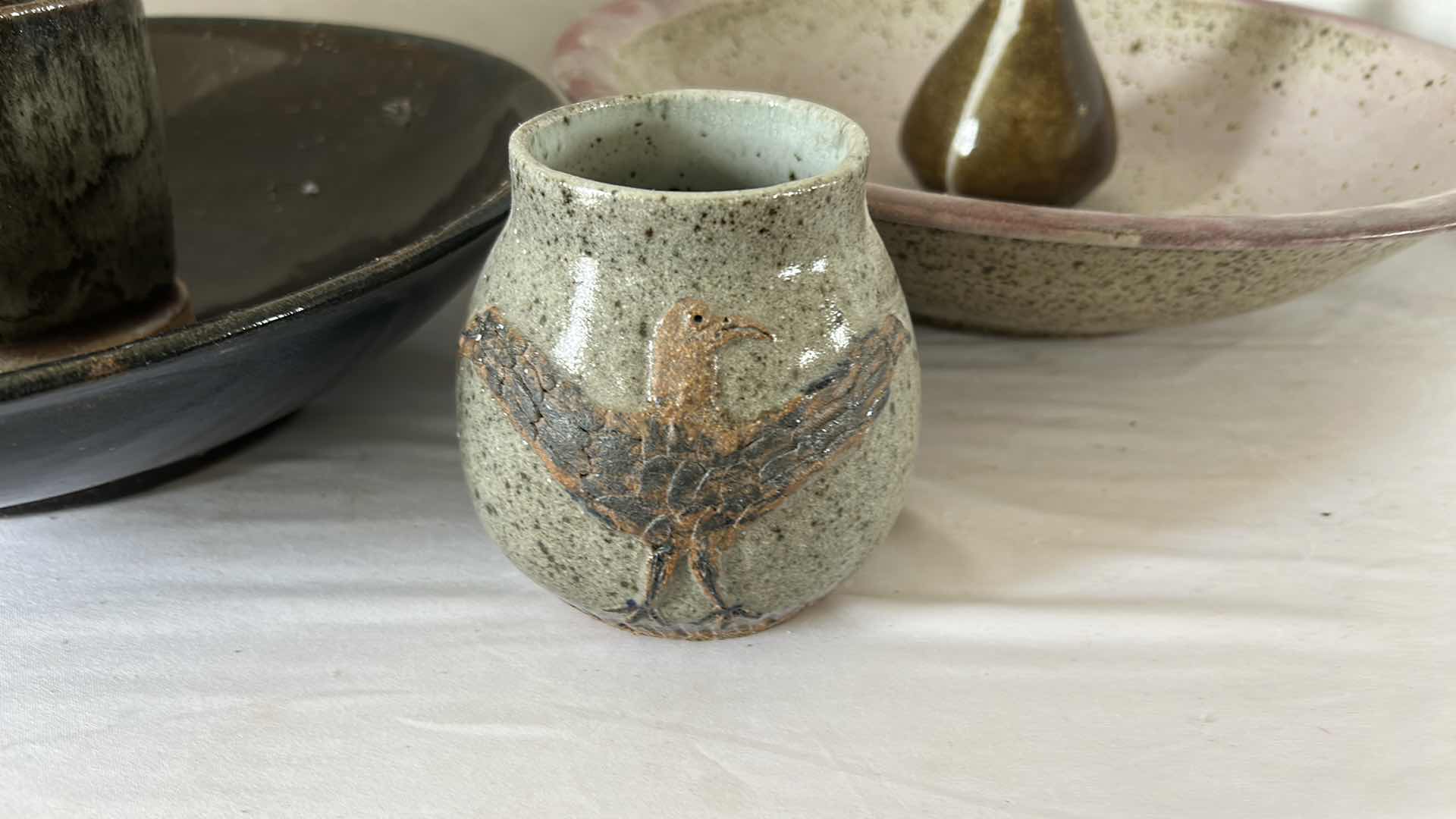 Photo 2 of 4 HAND SPUN GLAZED POTTERY