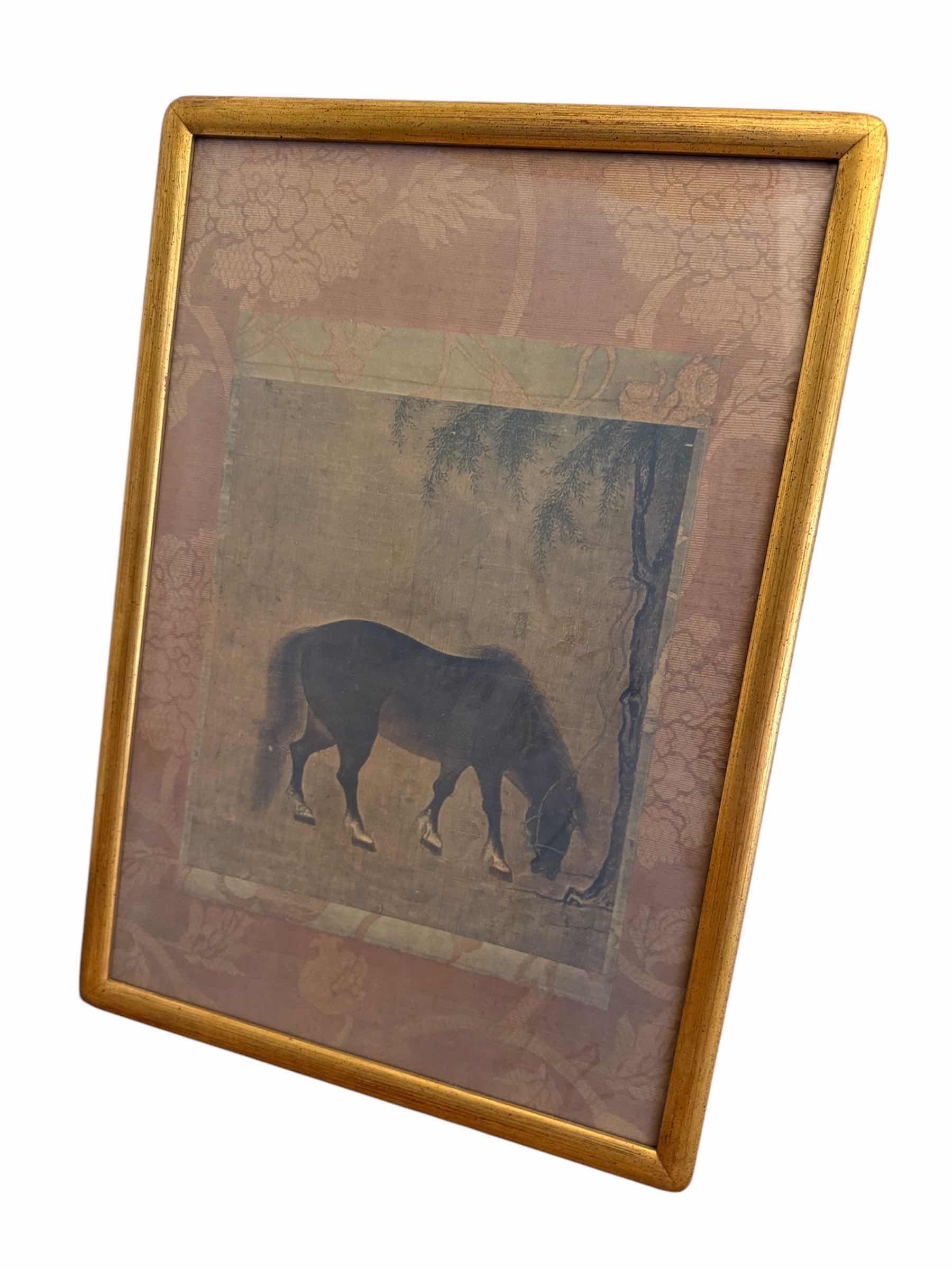 Photo 1 of ANTIQUE FRAMED "HORSE & WILLOW TREE ARTWORK BY UNKNOWN ARTIST 13” x 19”