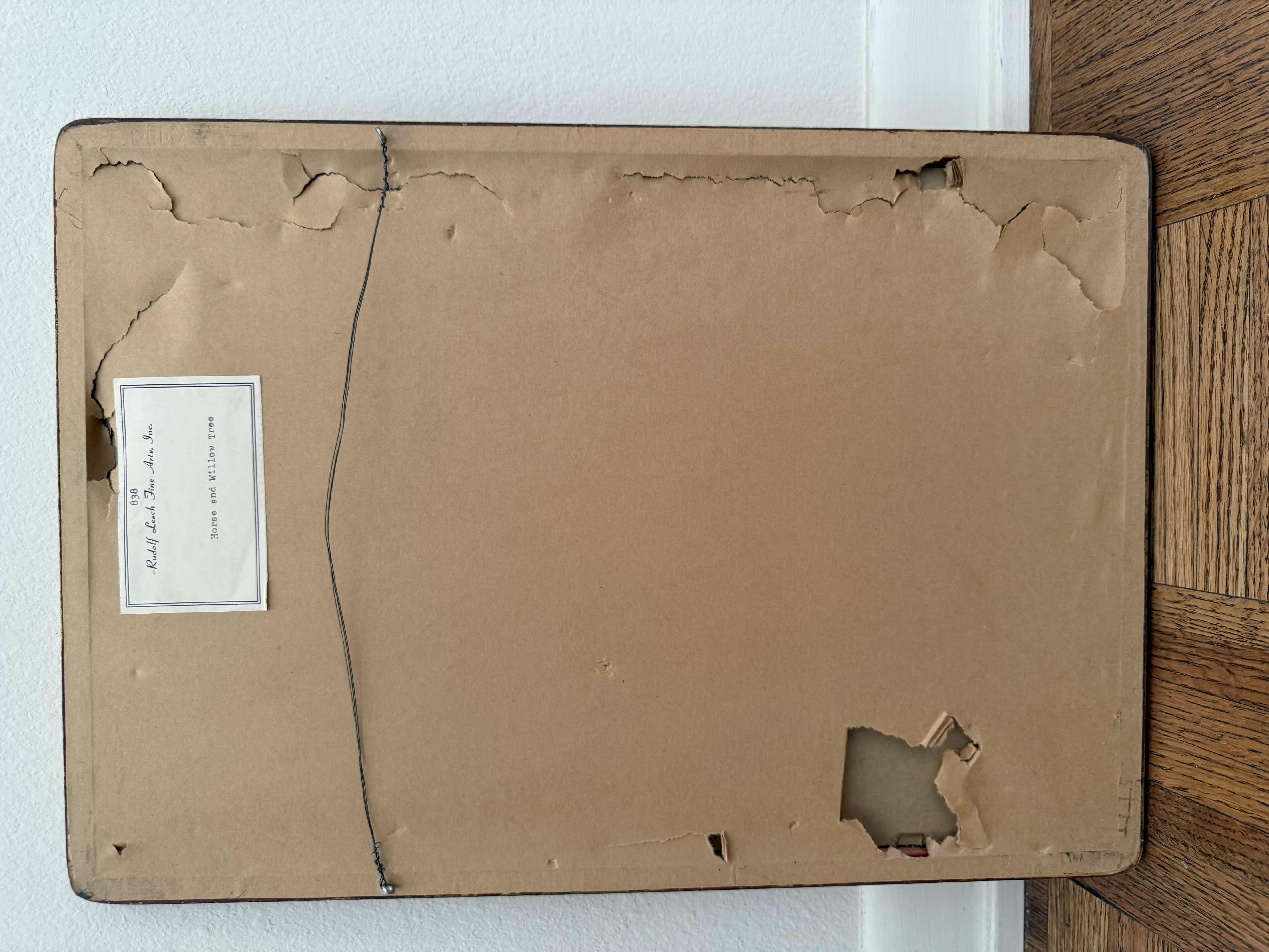 Photo 1 of ANTIQUE FRAMED "HORSE & WILLOW TREE ARTWORK BY UNKNOWN ARTIST 13” x 19”