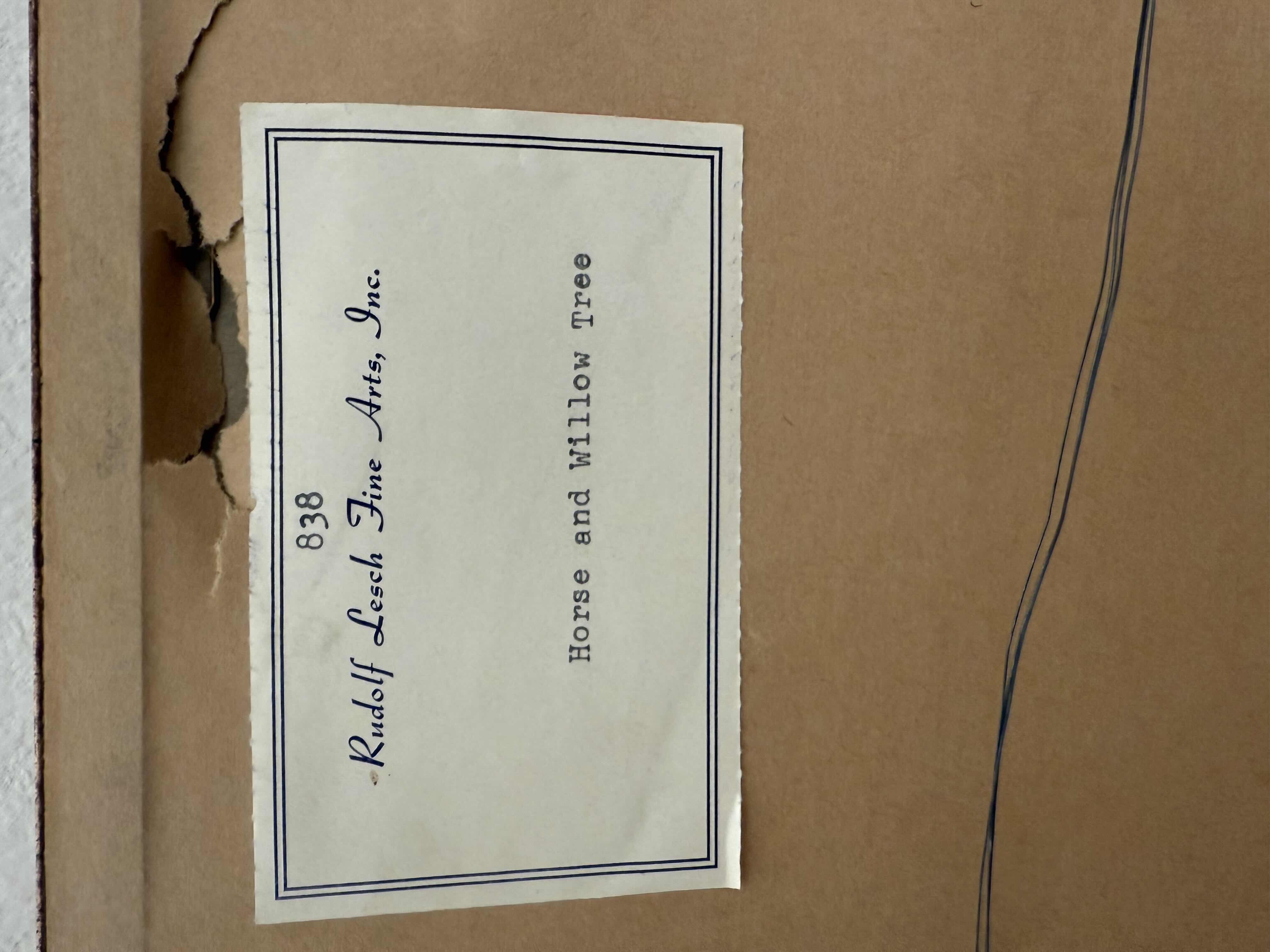 Photo 1 of ANTIQUE FRAMED "HORSE & WILLOW TREE ARTWORK BY UNKNOWN ARTIST 13” x 19”